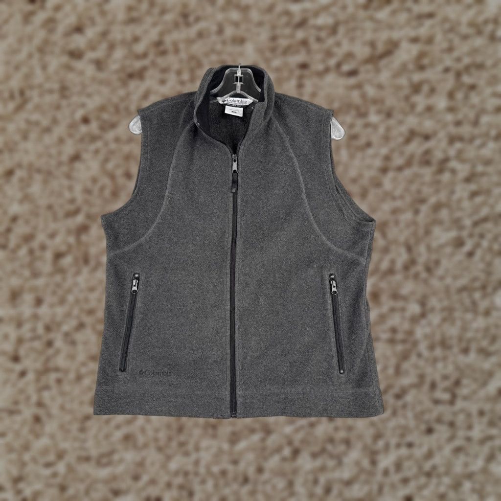 Vintage Columbia Vest Women Medium Gray Fleece 100% Polyester Full Zip Walking Golf Womens Size M / US 6-8 / IT 42-44 - 1 Thumbnail