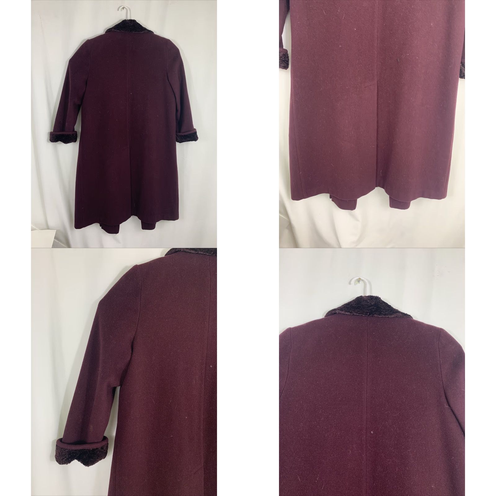 Velvet VINTAGE Alorna Coat Eveningwear Wool 12P Petite 1980s Purple Long Velvet Trim Duster Ladies Size XL / US 12-14 / IT 48-50 - 9 Thumbnail