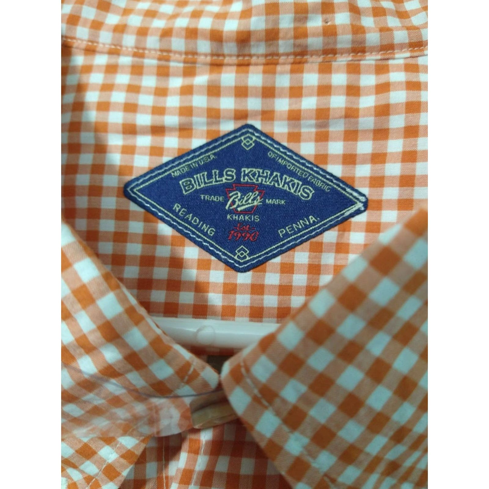 Bills Khakis VINTAGE Bills Khakis Shirt Mens 3XB Orange Gingham Plaid Button-Down Long Sleeve USA Size US XXL / EU 58 / 5 - 7 Thumbnail