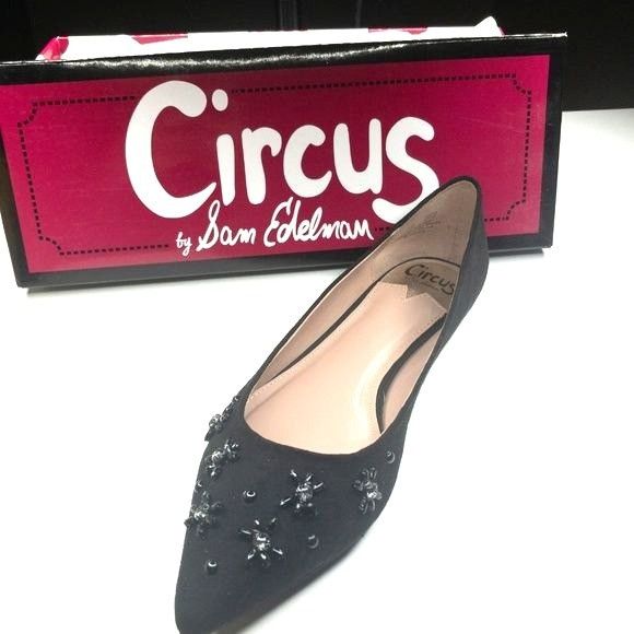 Sam Edelman Circus By Sam Edelman Black Velvet Flats With Rhinestone & S Size US 7.5 / IT 37.5 - 6 Thumbnail