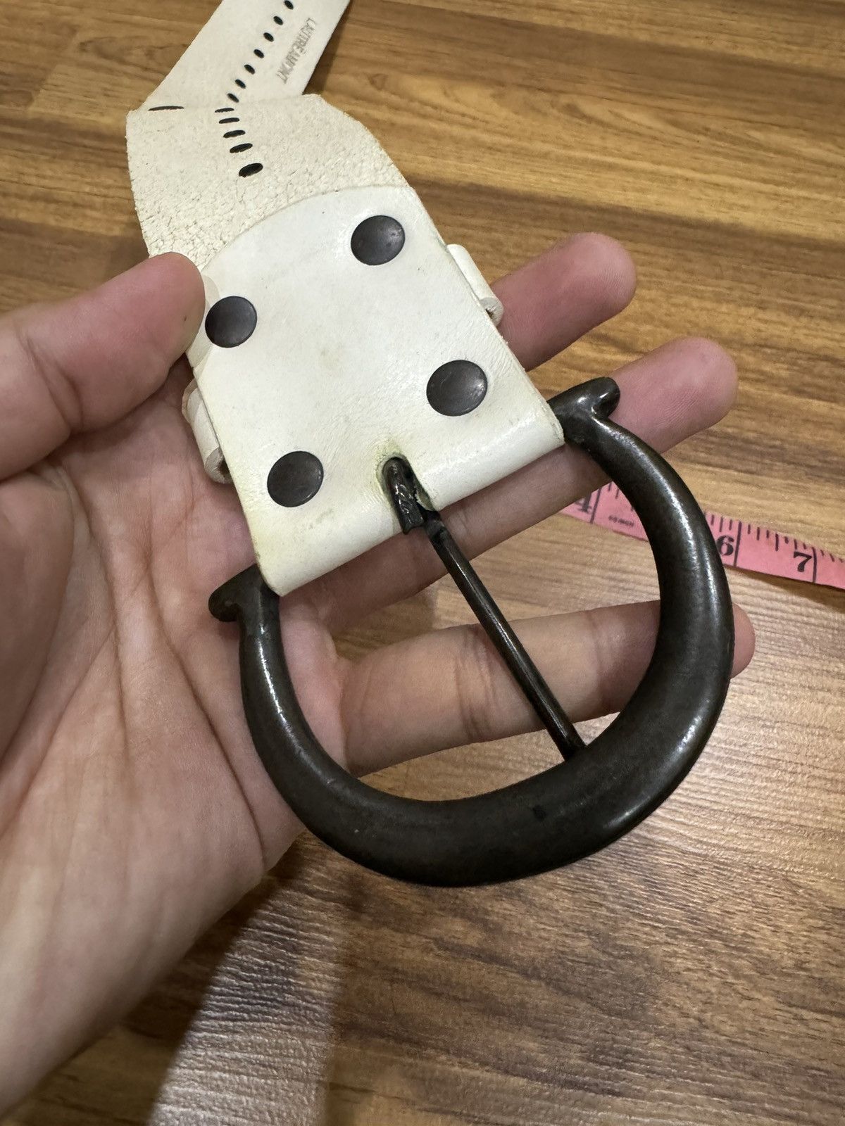 Genuine Leather × Japanese Brand × Other LAUTREAMONT METAL HARDWARE STUDDED LEATHER BELT Size 34 - 4 Thumbnail