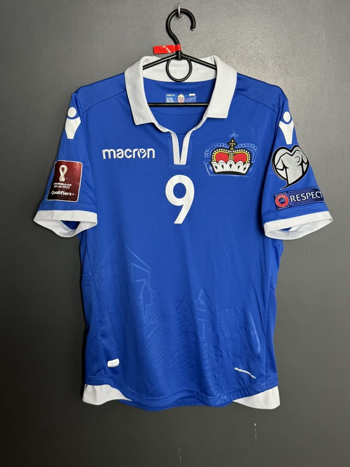 Macron Liechtenstein 18/19 Home Match Worn Football Jersey T-Shirt Size US M / EU 48-50 / 2 - 2 Thumbnail