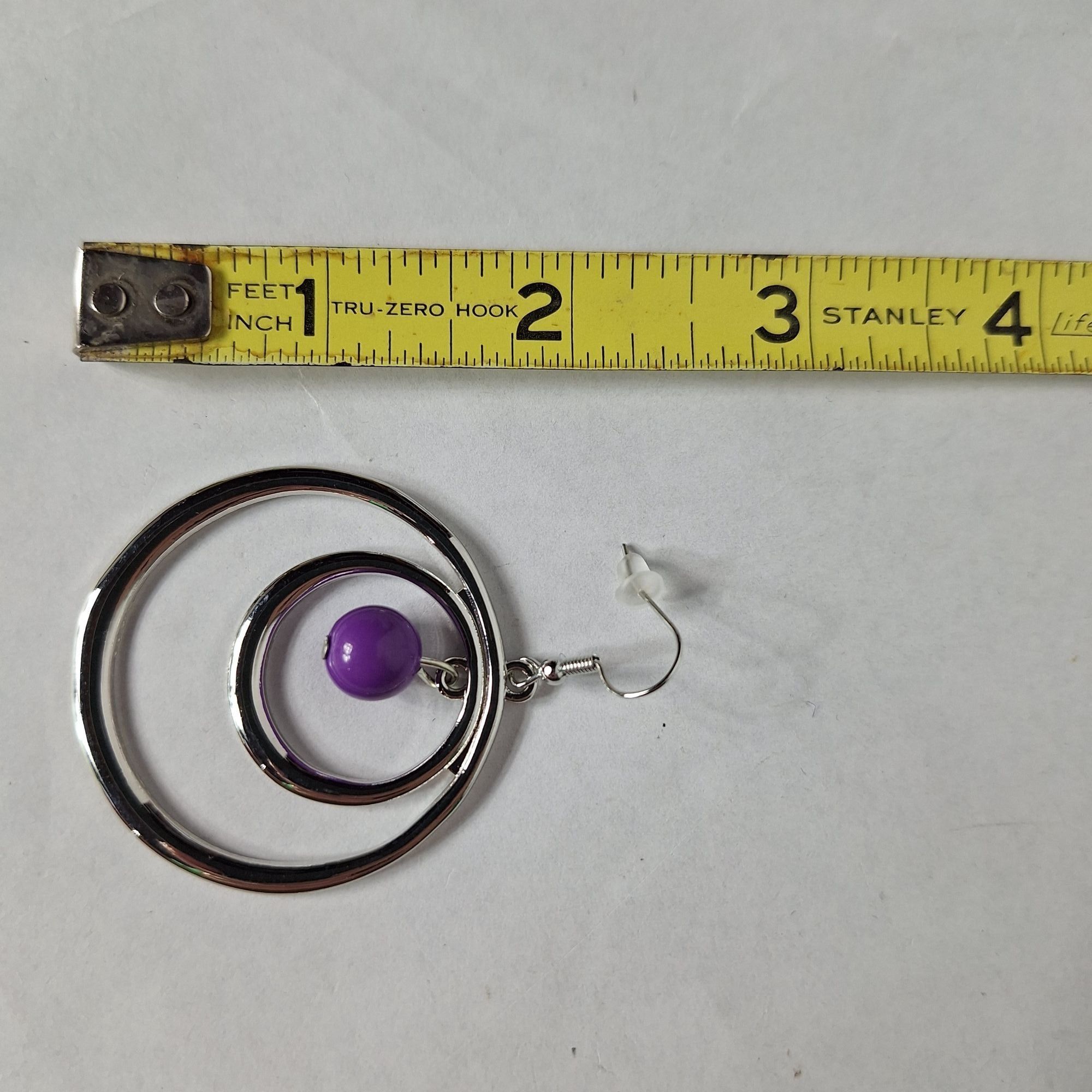 Other Double Hoop Dangle Earrings Purple Bead Silver Tone Whimsigo Size ONE SIZE - 3 Thumbnail
