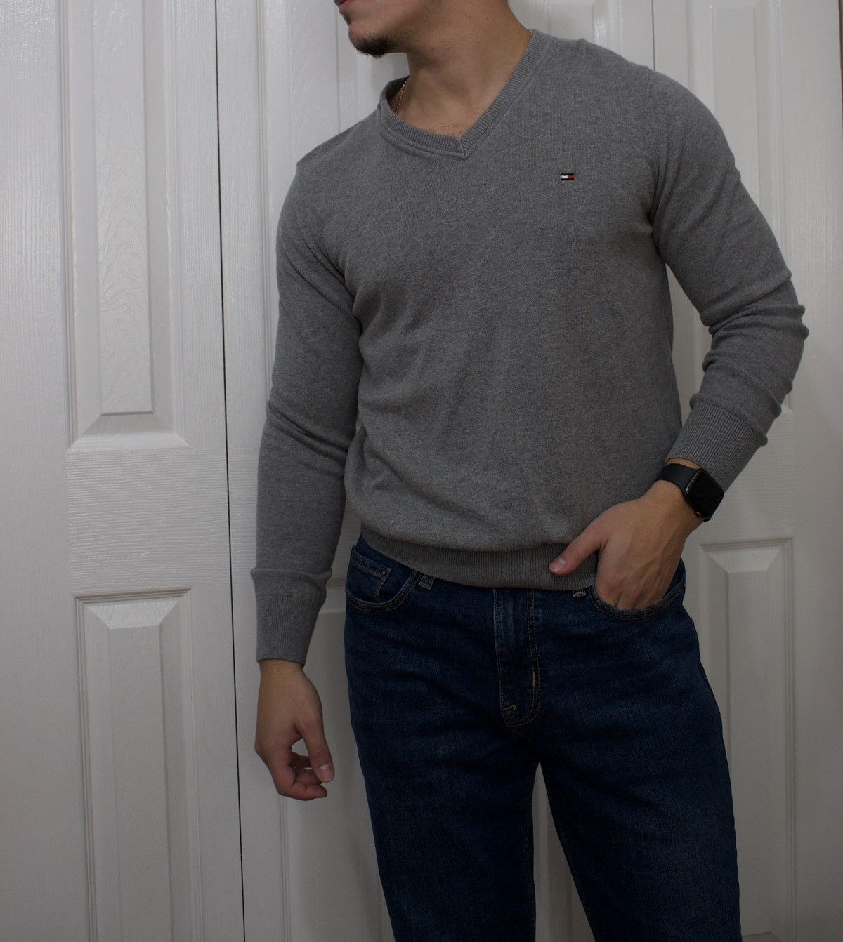 Tommy Hilfiger Tommy Hilfiger Gray V-Neck Sweater Size US M / EU 48-50 / 2 - 4 Thumbnail