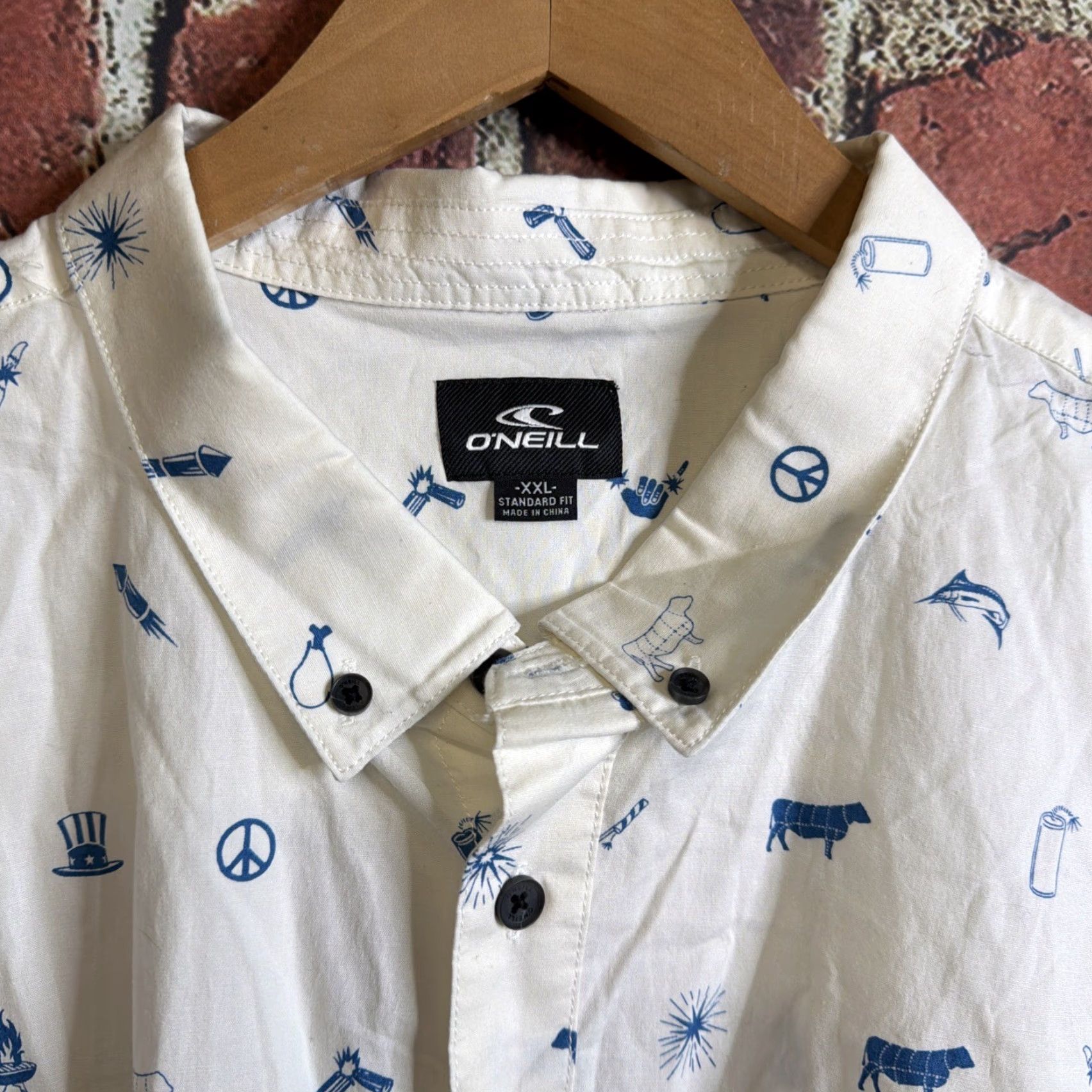 O'Neill O'Neill Shirt 2XL USA Flag AOP Button Up Short Sleeve Mens Casual Closet Ready NWT Vintage No Size US XXL / EU 58 / 5 - 2 Thumbnail