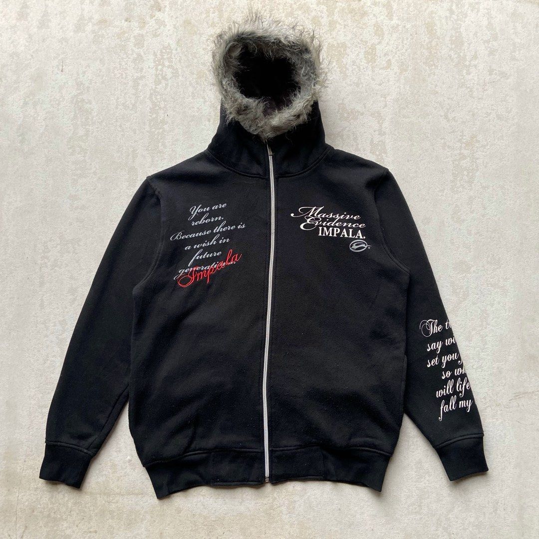 Japanese fur hoodie Impala y2k font