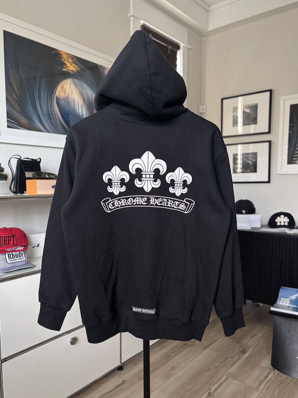 CHROME HEARTS FLEUR SCROLL LOGO ZIP HOODIE