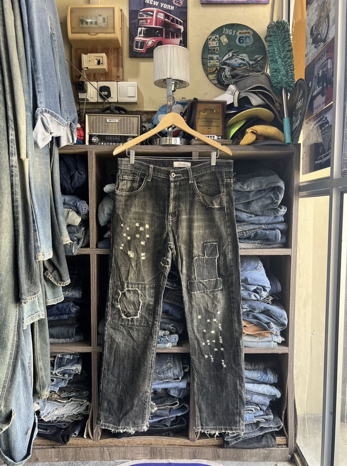 If Six Was Nine 🔥Rare Artinero Patchwork Kapital Inspired Distressed Denim Size US 34 / EU 50 - 3 Thumbnail
