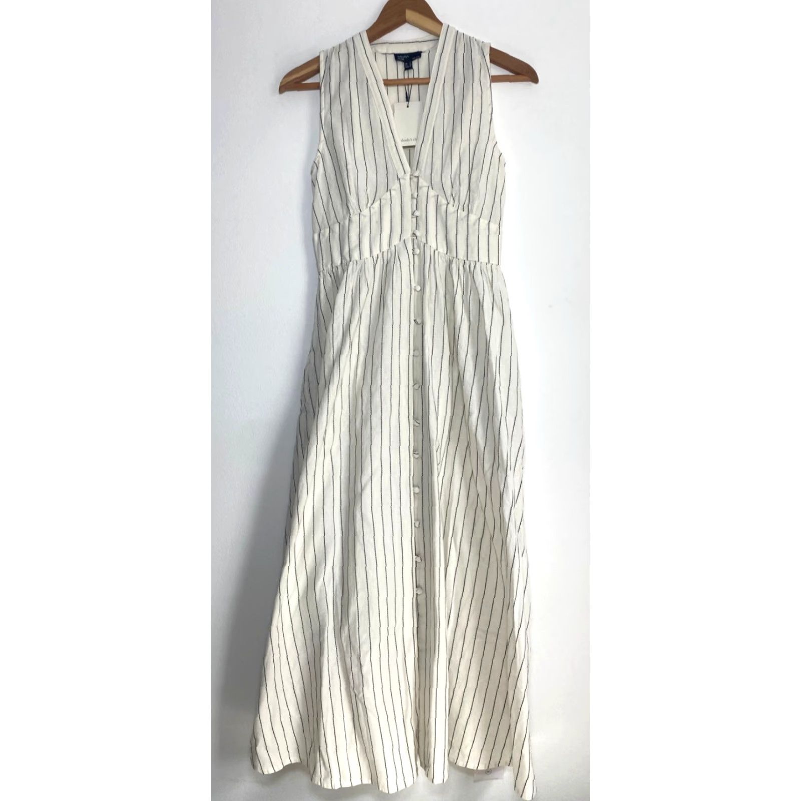 Vintage Nobody's Child Starlight Midi Dress Sleeveless Cream Pinstripe Size US 0 Womens A-Line Vintage NWT VINTAGE Size XS / US 0-2 / IT 36-38 - 4 Thumbnail