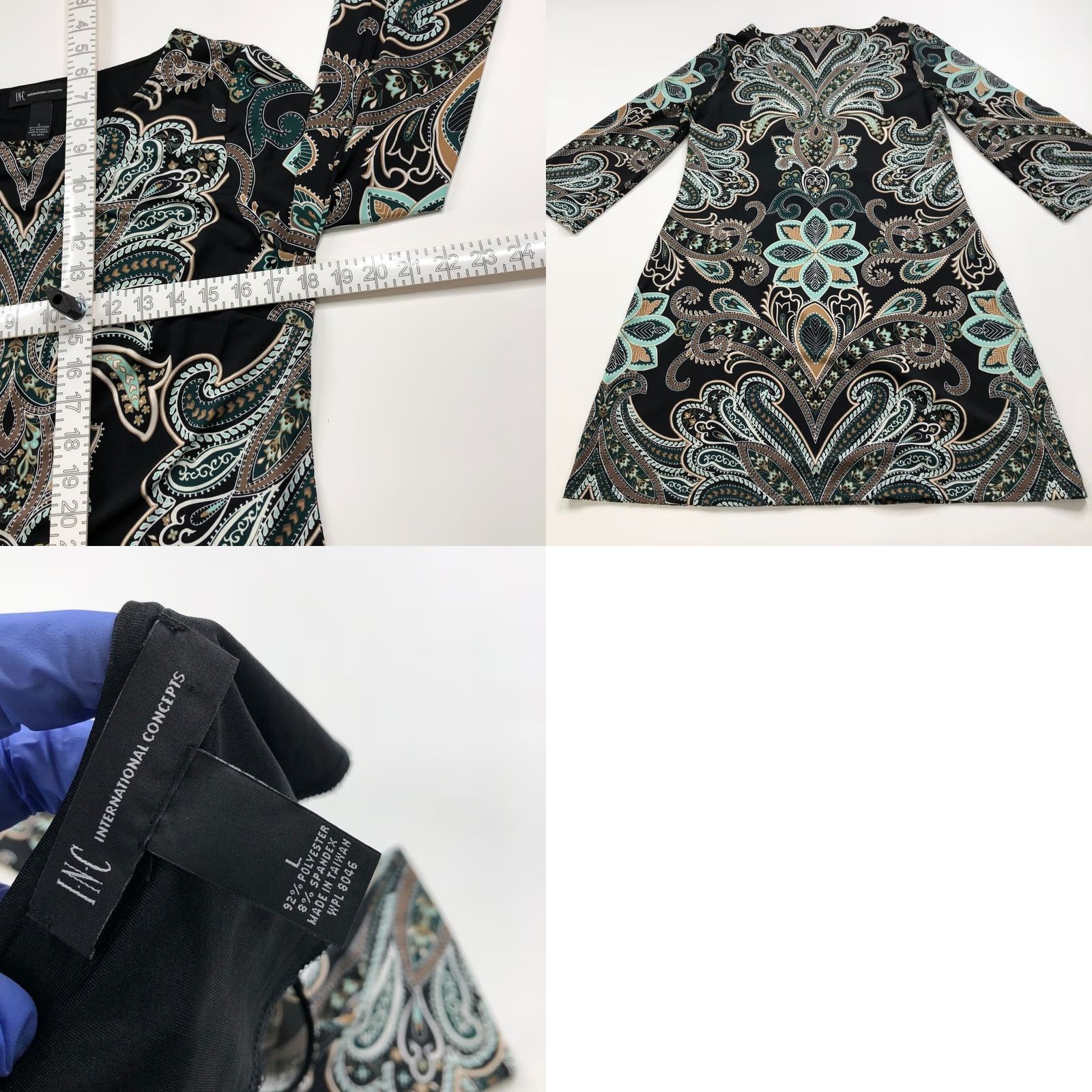 Vintage INC International Concepts Bohemian Tunic Dress Black Paisley Large MINT Size L / US 10 / IT 46 - 8 Thumbnail