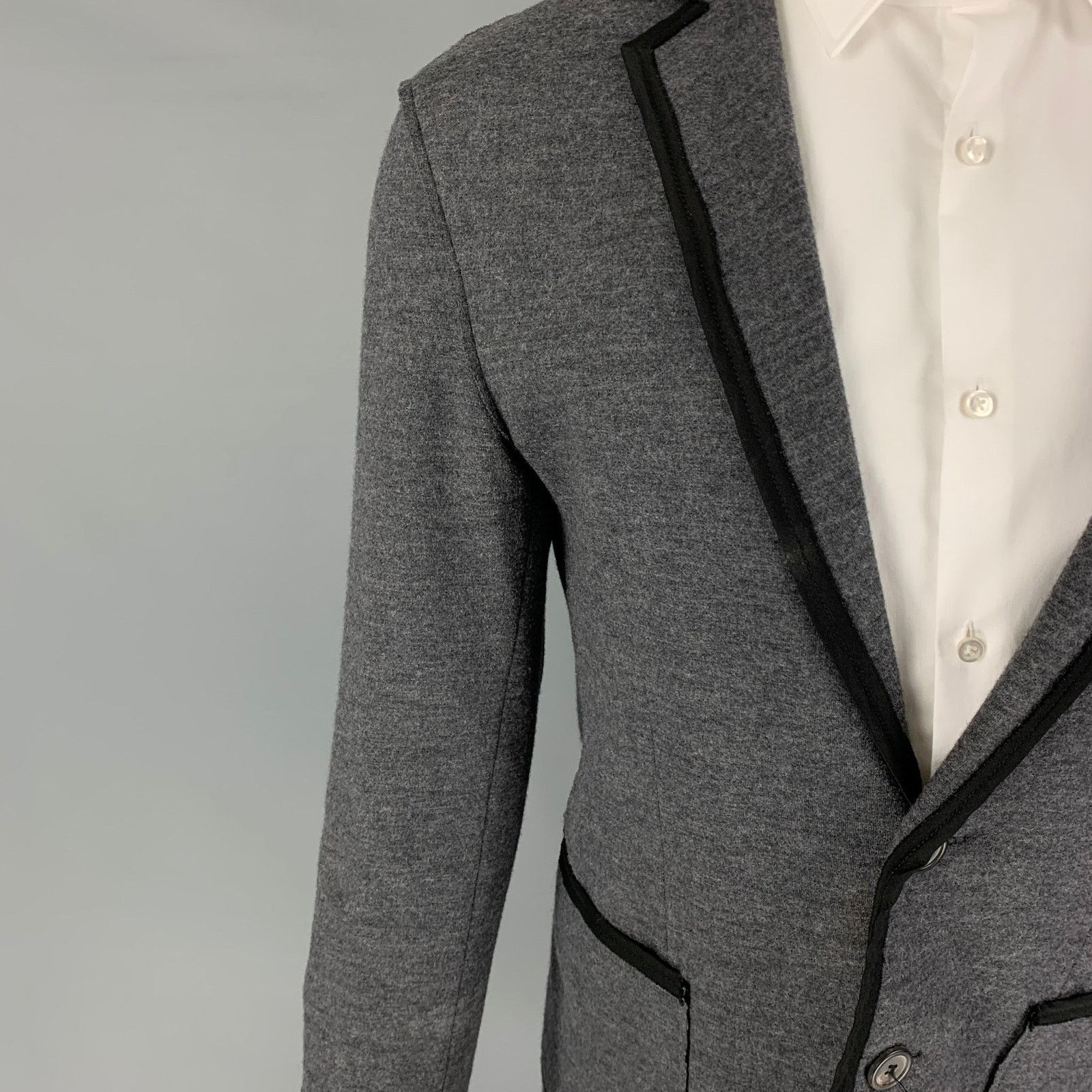 Lanvin LANVIN Gray Black Heather Wool Blend Notch Lapel Sport Coat Size 36R - 2 Thumbnail
