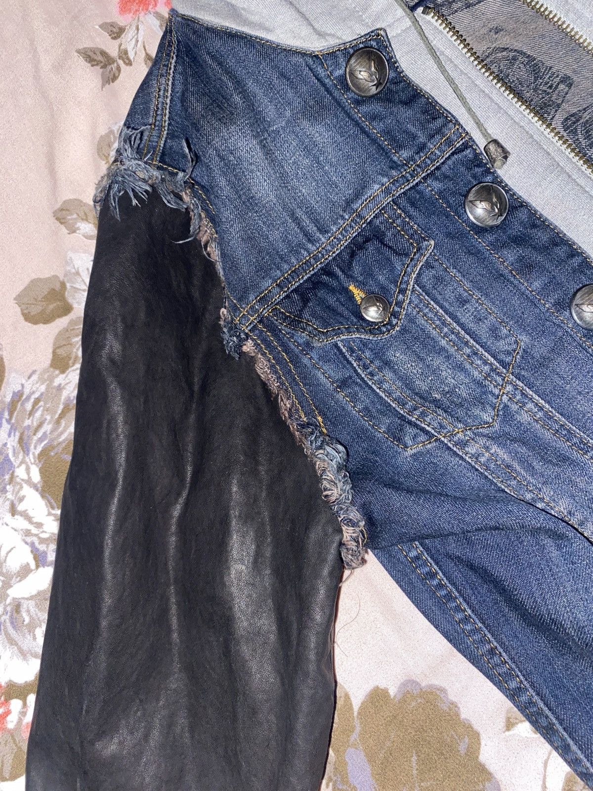 Philipp Plein Philipp Plein hooded denim jacket with leather sleeves. Size US M / EU 48-50 / 2 - 5 Thumbnail