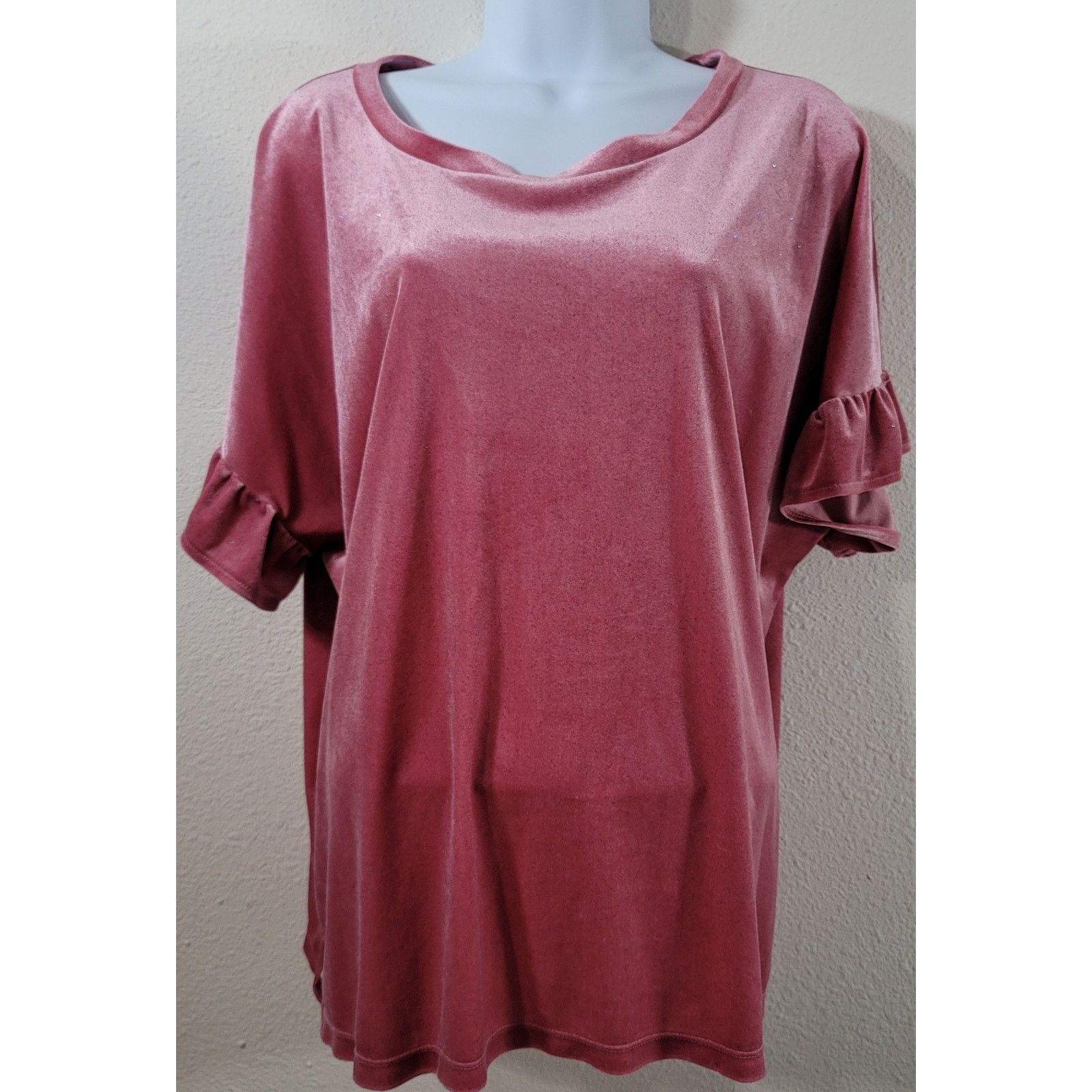Old Navy Old Navy Pink Glitter Velour Short Ruffled Sleeves Top XL Size XL / US 12-14 / IT 48-50 - 1 Thumbnail