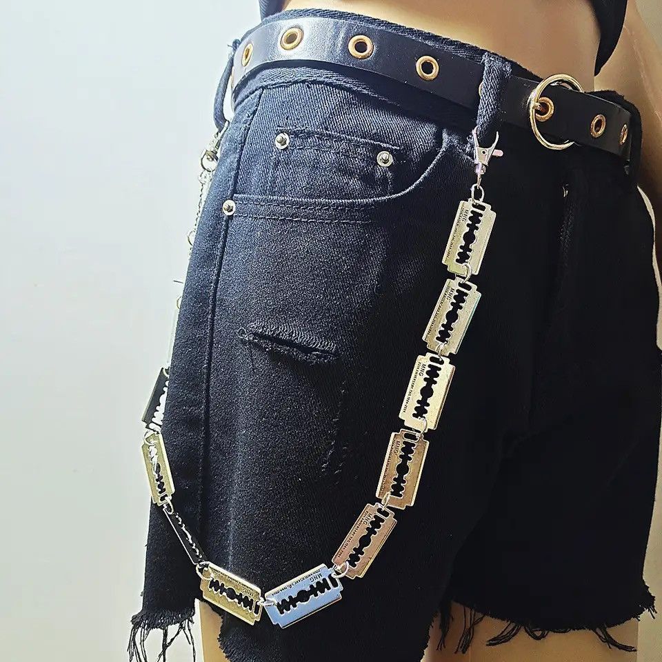 Jewelry x Skulls Metal Blade Pant Chain in Silver, Men's