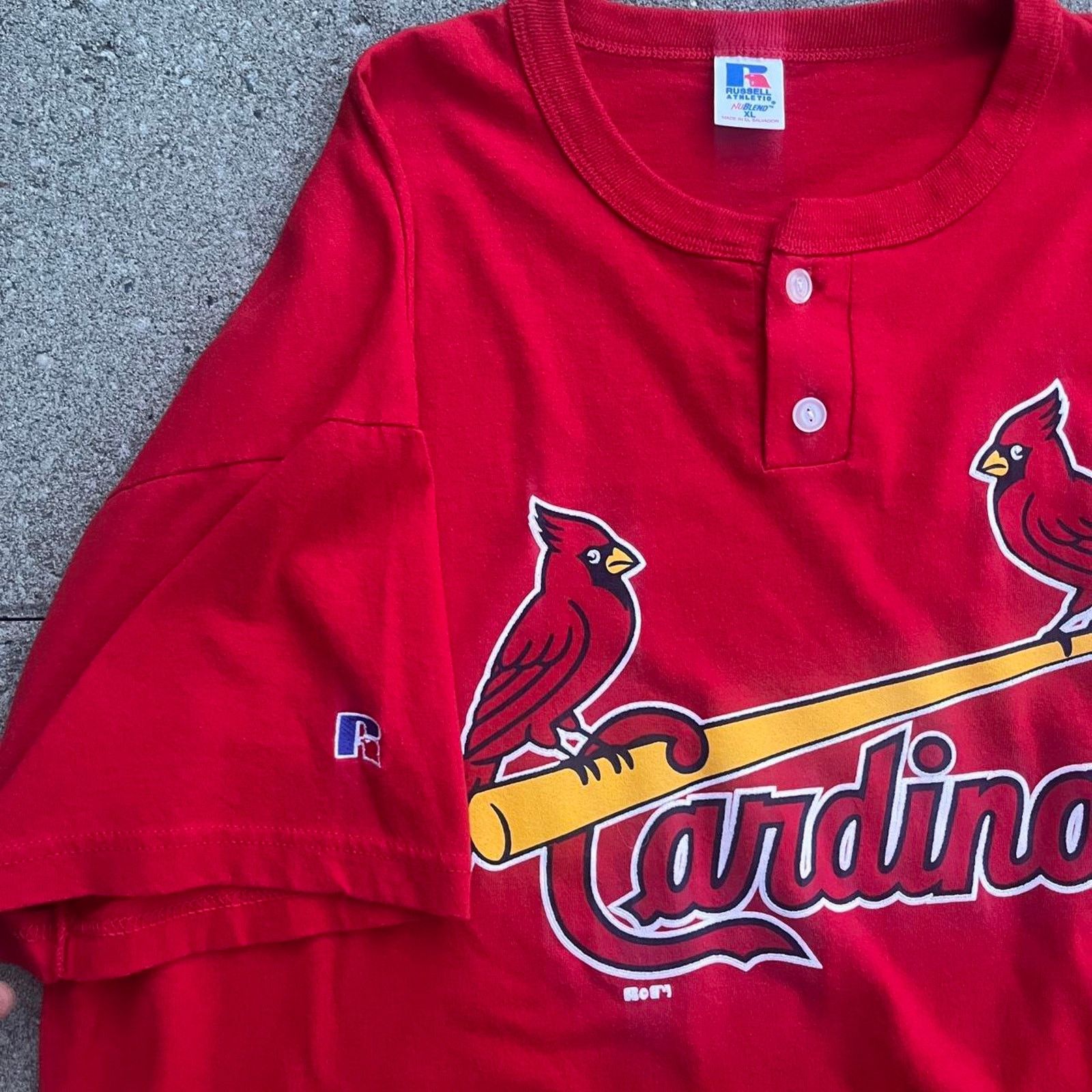 Russell Athletic Cardinals Russell Athletic Red Henley NFL Songbird Graphic Size US XL / EU 56 / 4 - 3 Thumbnail
