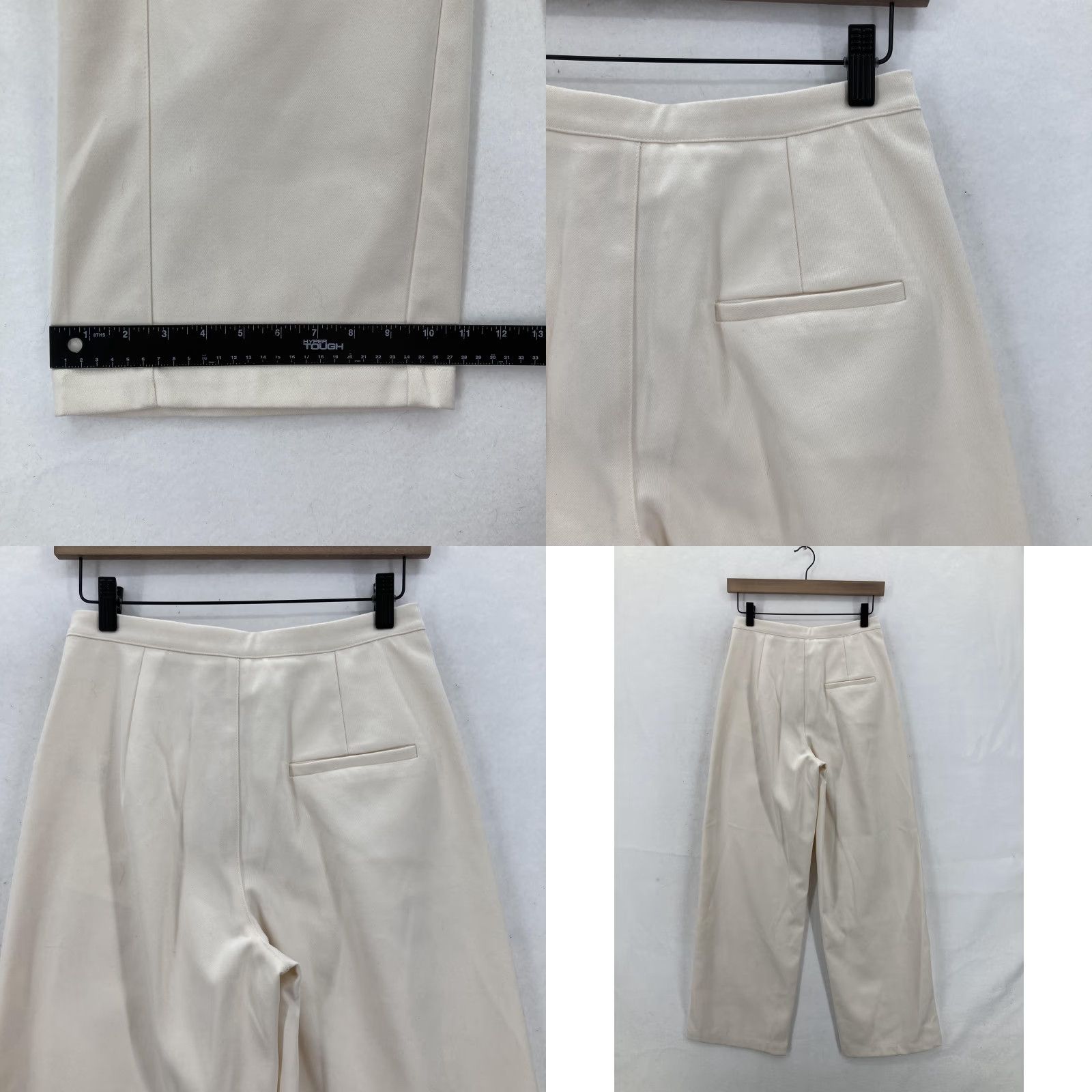Vintage VINTAGE Commense Minimalist Pockets Draped Pants Womens XS Cream Wide Leg High Rise NWT Size 26" / US 2 / IT 38 - 9 Thumbnail