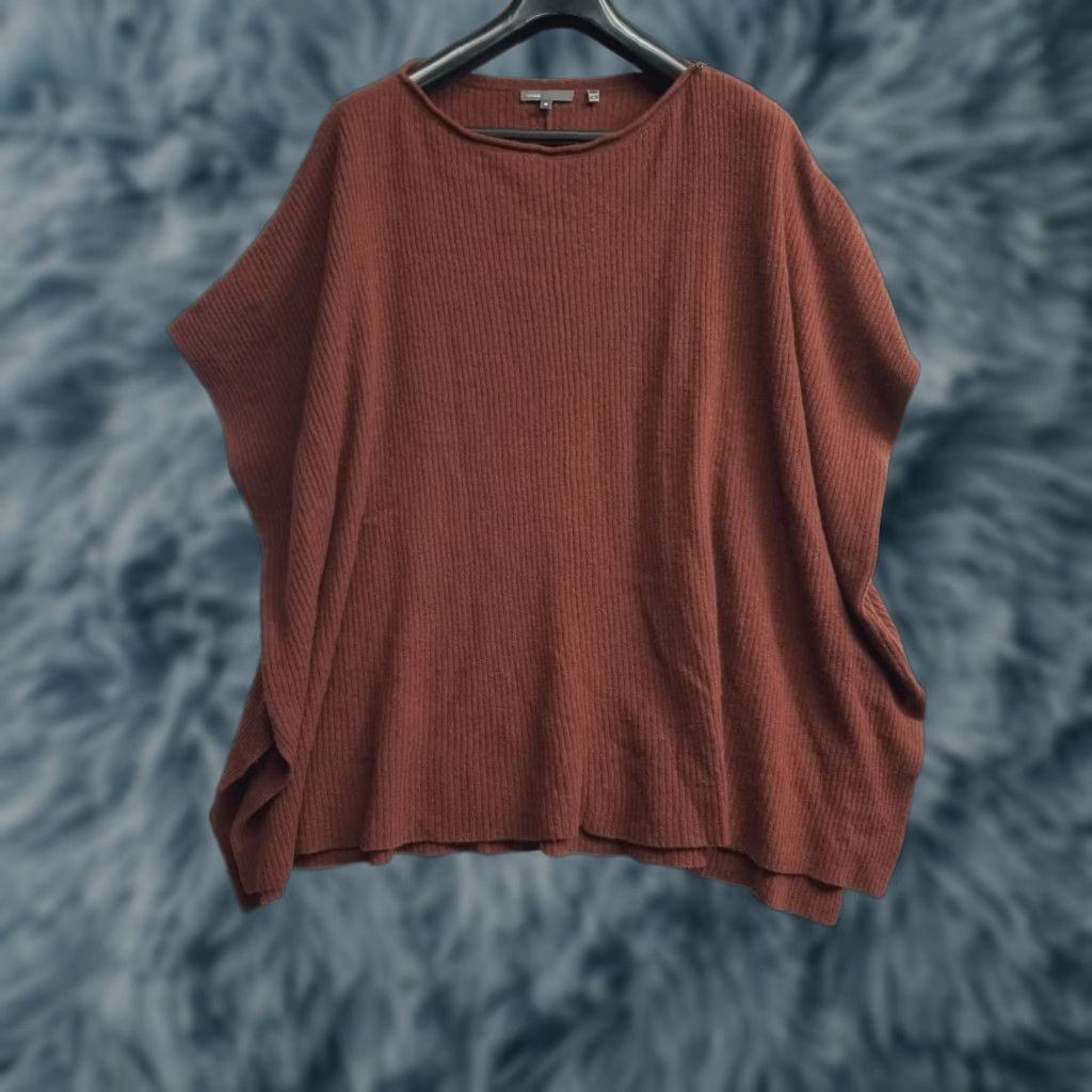 Vince Vince Sweater Shirt Women M Brown Wool Cashmere Oversized Crew Neck Short Sleeve Pullover Size Medium Size M / US 6-8 / IT 42-44 - 1 Thumbnail