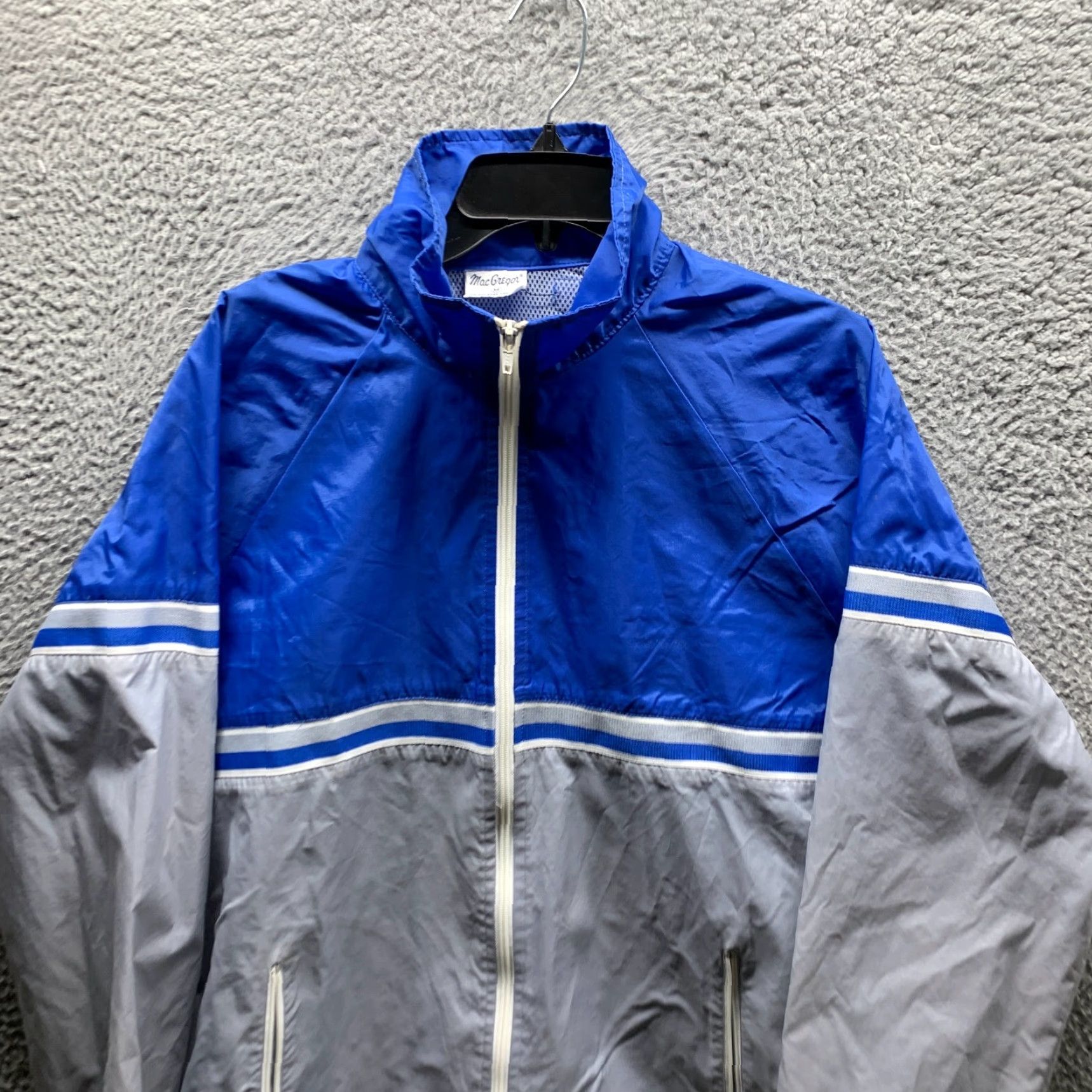 McGregor VINTAGE MacGregor Jacket Mens Racing Windbreaker Zip Blue Stripes Bomber Short Size US M / EU 48-50 / 2 - 2 Thumbnail