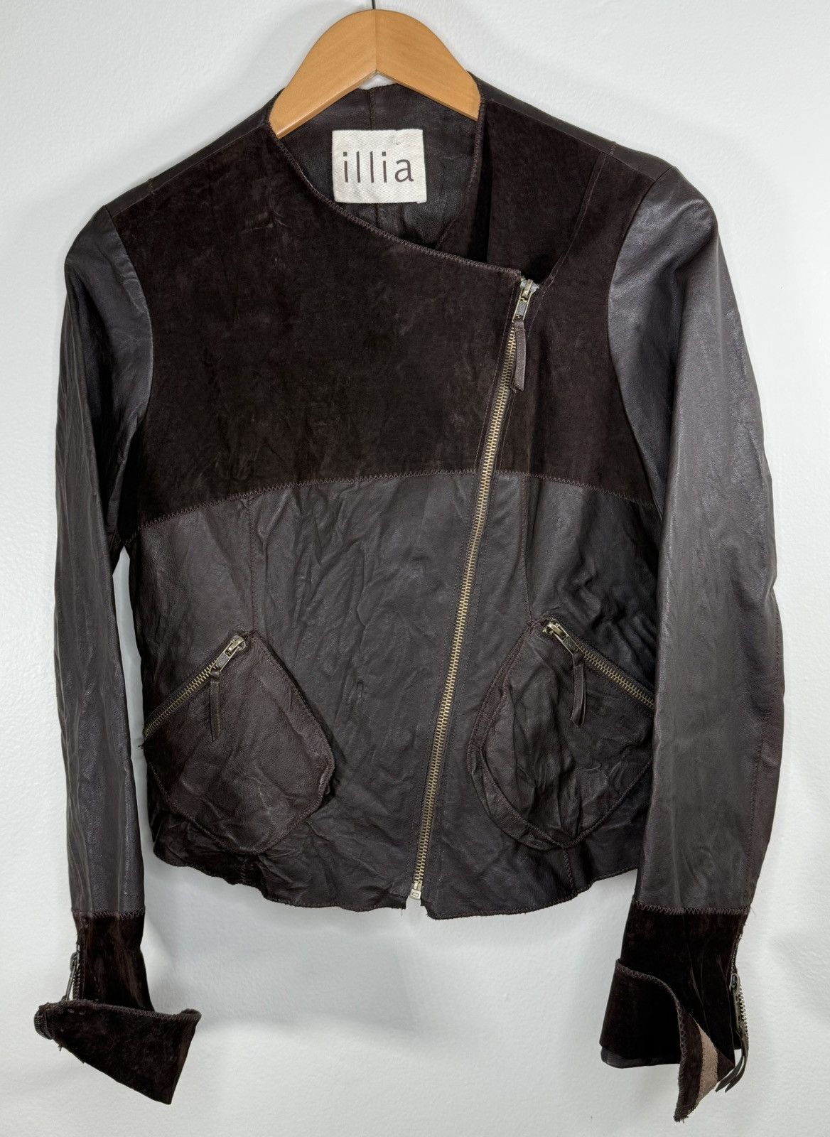 Vintage Illia Brown Leather & Suede Moto Jacket Women’s Size 4 Size S / US 4 / IT 40 - 1 Thumbnail