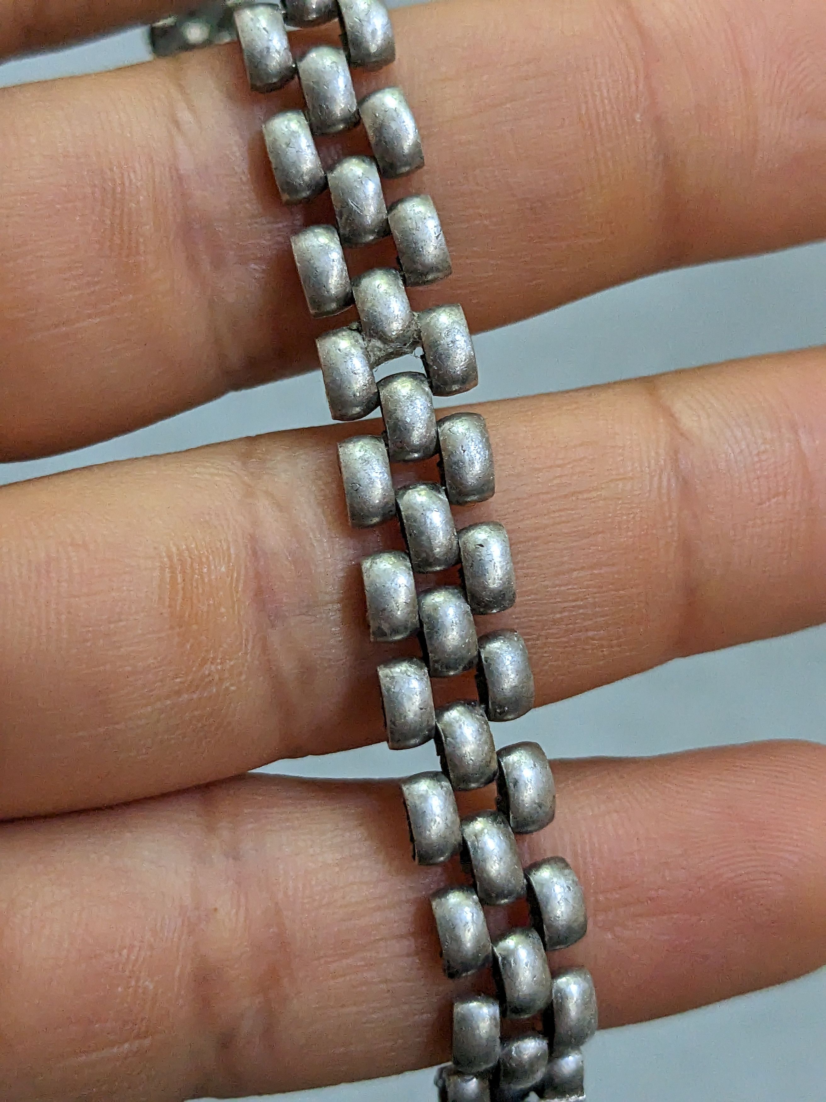 Jewelry Vintage Sterling Silver Bracelet Panther Chain Link 7.25" Size ONE SIZE - 12 Thumbnail