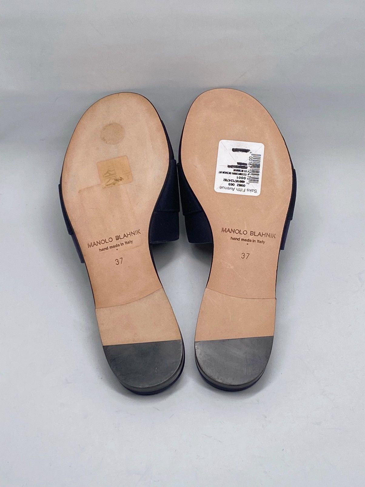 Manolo Blahnik Manolo Blahnik Navy Satin Jewel Buckled Flat Sandals size 37 Size US 7 / IT 37 - 11 Thumbnail