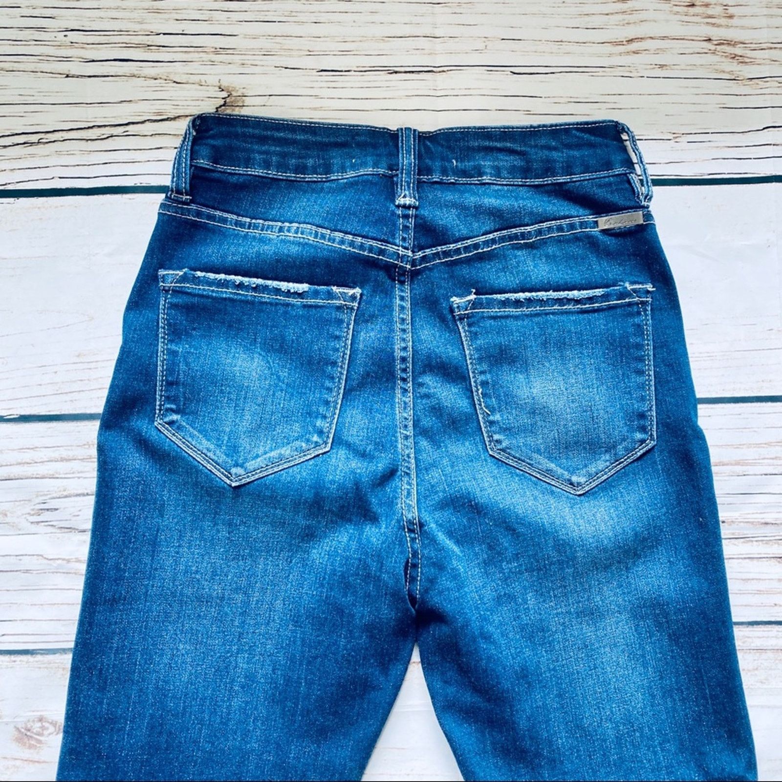Other NEW Boutique KanCan Curvy 3/25 Dark Distressed Stretch Jeans Size 25" / US 0 / IT 36 - 6 Thumbnail