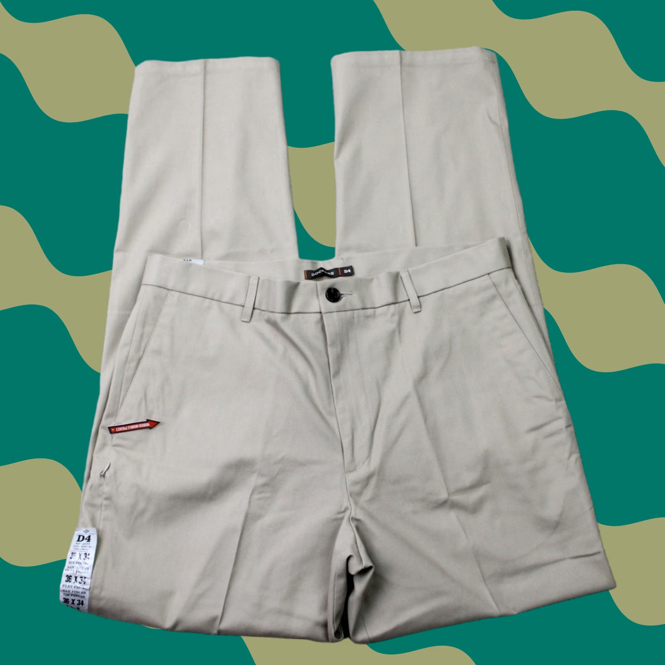 Dockers DOCKERS Pants Mens 36x34 Beige Flat Front Khaki Classic Fit NWT Size US 36 / EU 52 - 1 Thumbnail