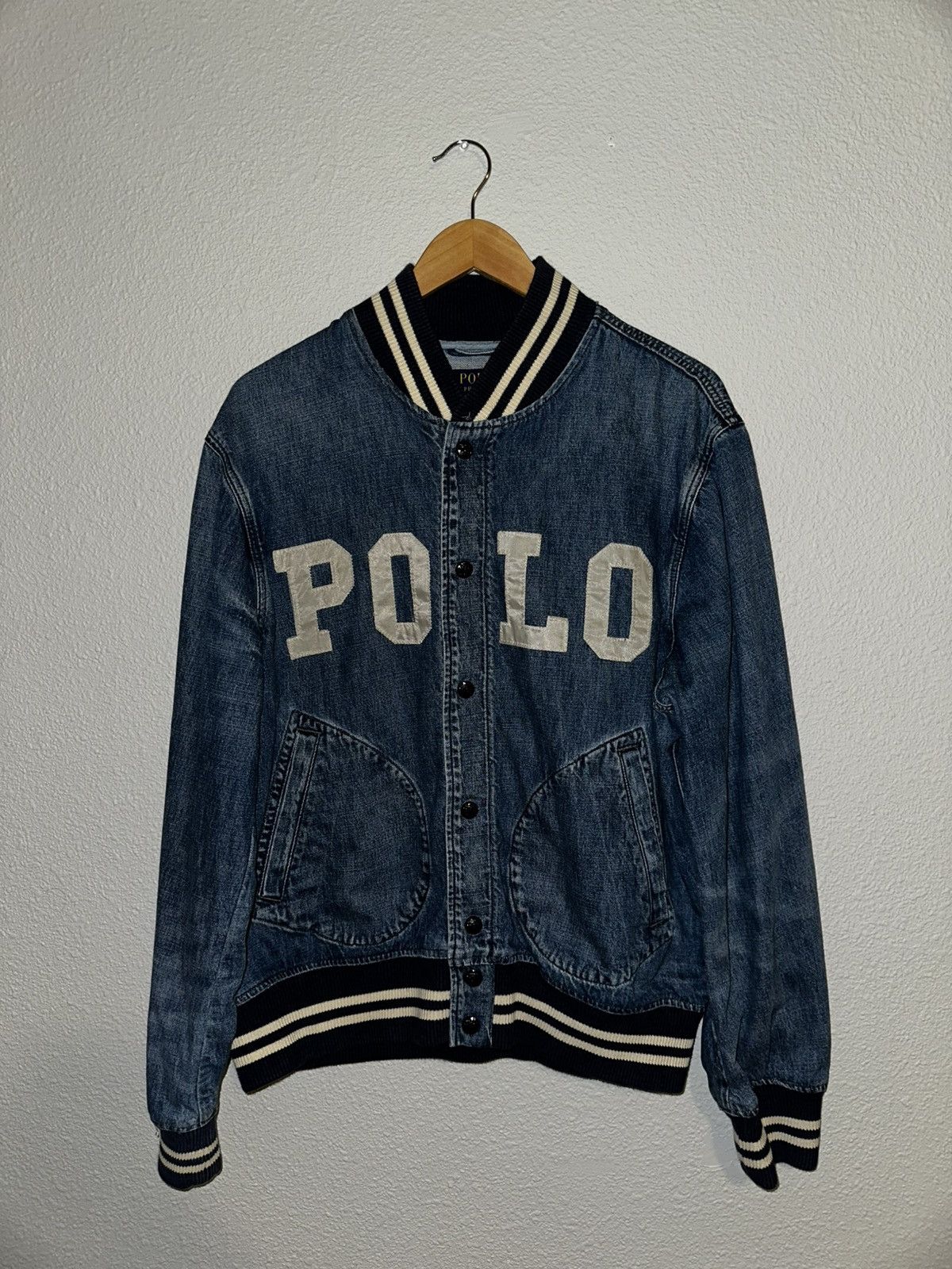 Polo Ralph Lauren Polo Ralph Lauren Denim Varsity Jacket Size US L / EU 52-54 / 3 - 1 Thumbnail