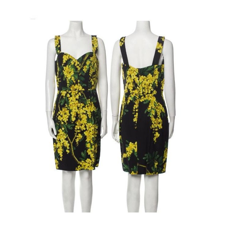 ✨Dolce & Gabbana Sz S/ US4 / IT40 Black Floral Print Knee-Le