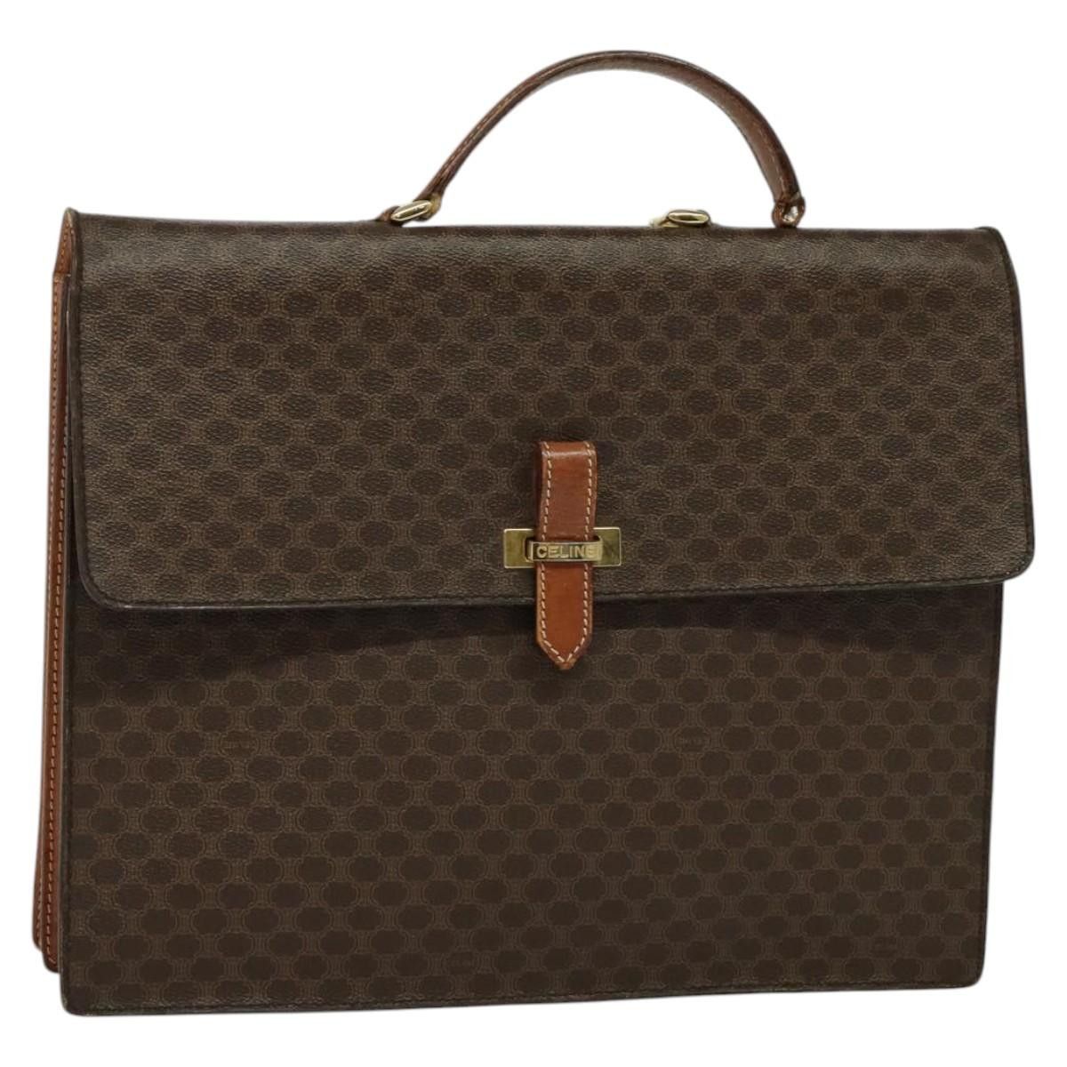 Celine CELINE Macadam Canvas Business Bag Pvc Leather Brown Gold Size ONE SIZE - 1 Thumbnail