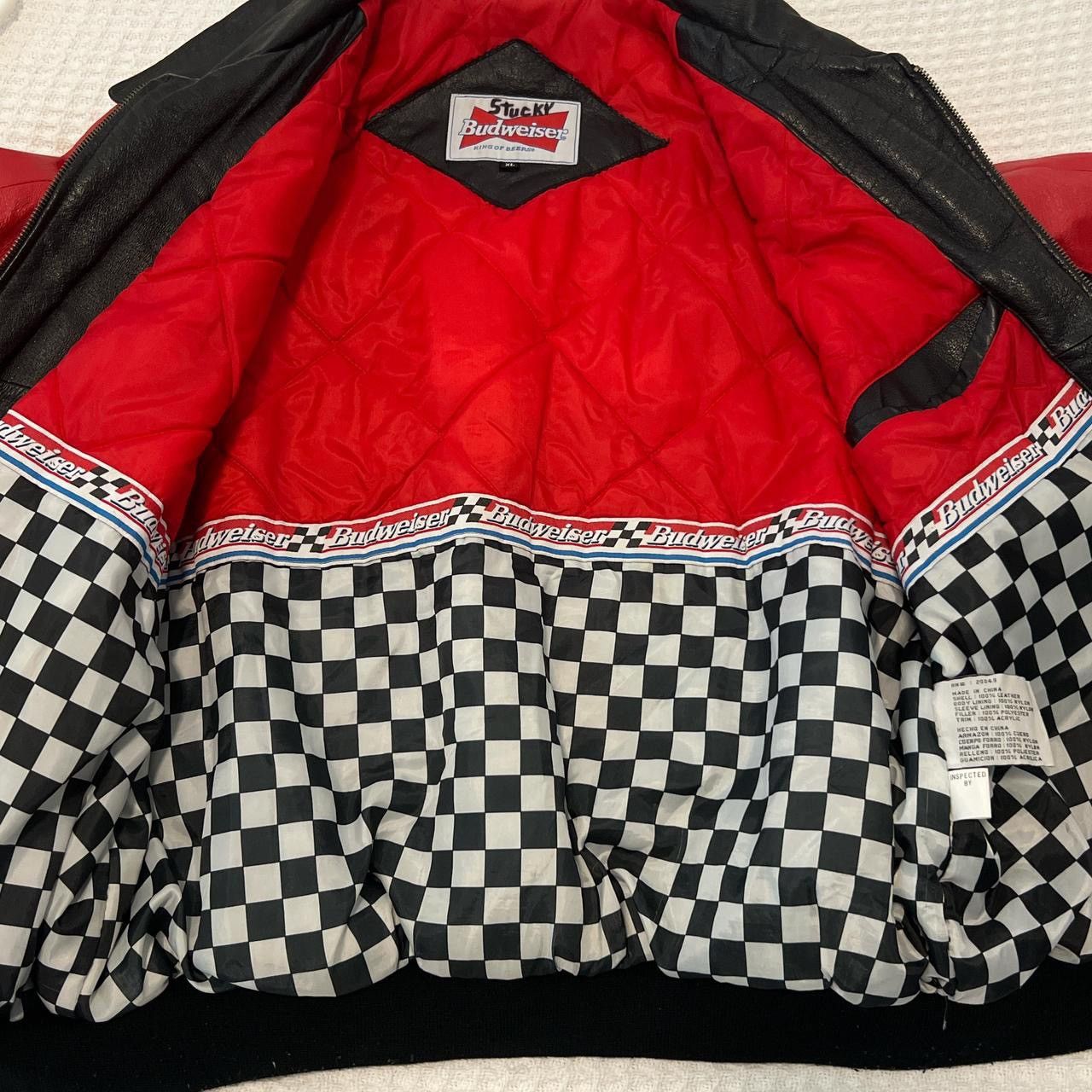 Budweiser × NASCAR × Vintage Vintage 90’s Budweiser Nascar Racing Genuine Leather Jacket Size US XL / EU 56 / 4 - 4 Thumbnail