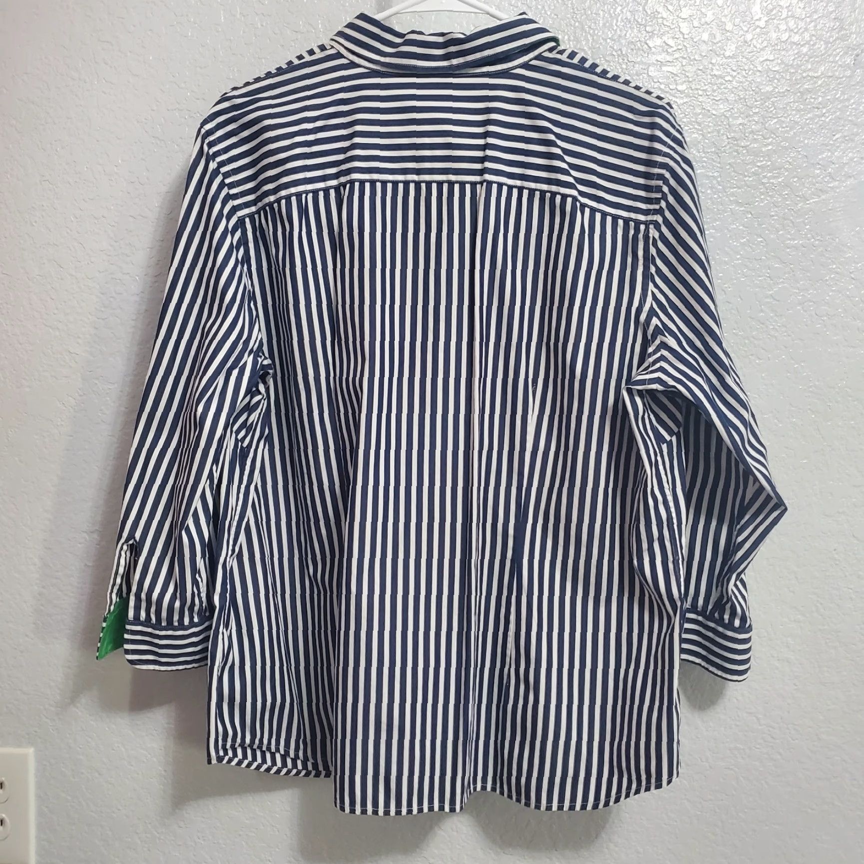 Ralph Lauren VINTAGE Lauren Ralph Lauren Top Women 1X Blue Striped Button Front 3/4 Sleeve Nautical Size XL / US 12-14 / IT 48-50 - 2 Thumbnail