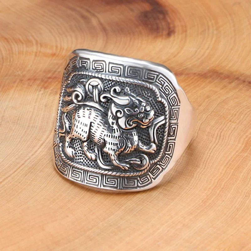 Vintage Resizable Ethnic Style Square Divine Beast 990 Thai Ring Size ONE SIZE - 3 Thumbnail