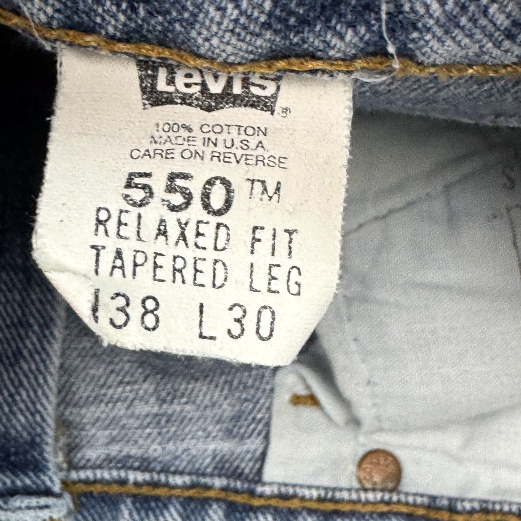 Levi's VINTAGE Levi's Jeans Mens 36x30 Blue 90s Denim Distressed 550 38x30 Levis 500 Series 5-Pocket Mens Jeans Size US 38 / EU 54 - 5 Thumbnail