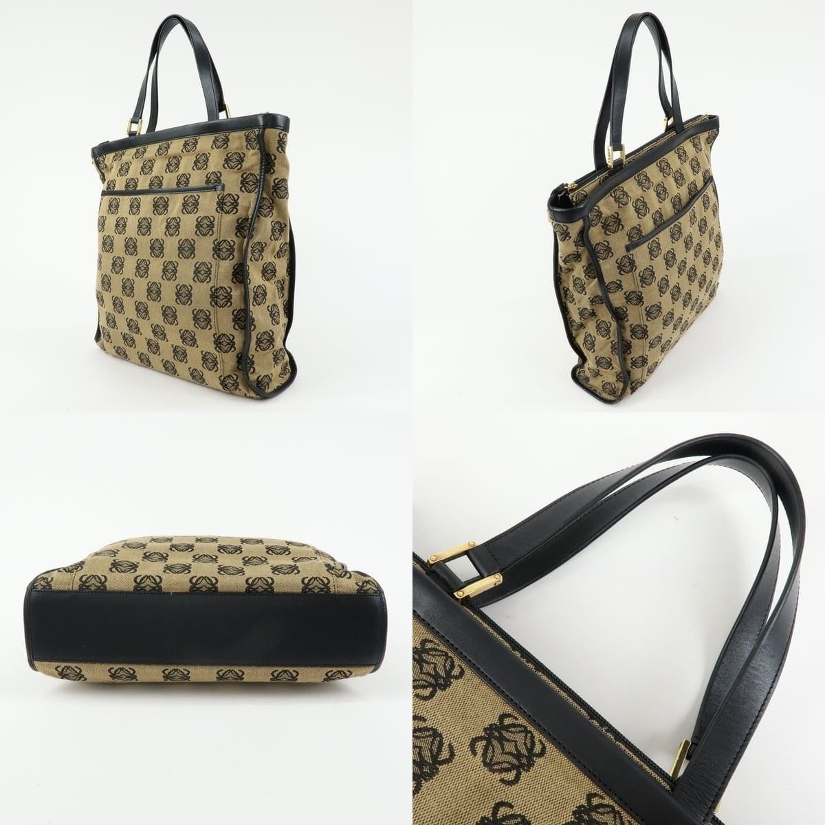 Loewe Loewe Anagram Jacquard Canvas & Leather Tote Tan Size ONE SIZE - 3 Thumbnail