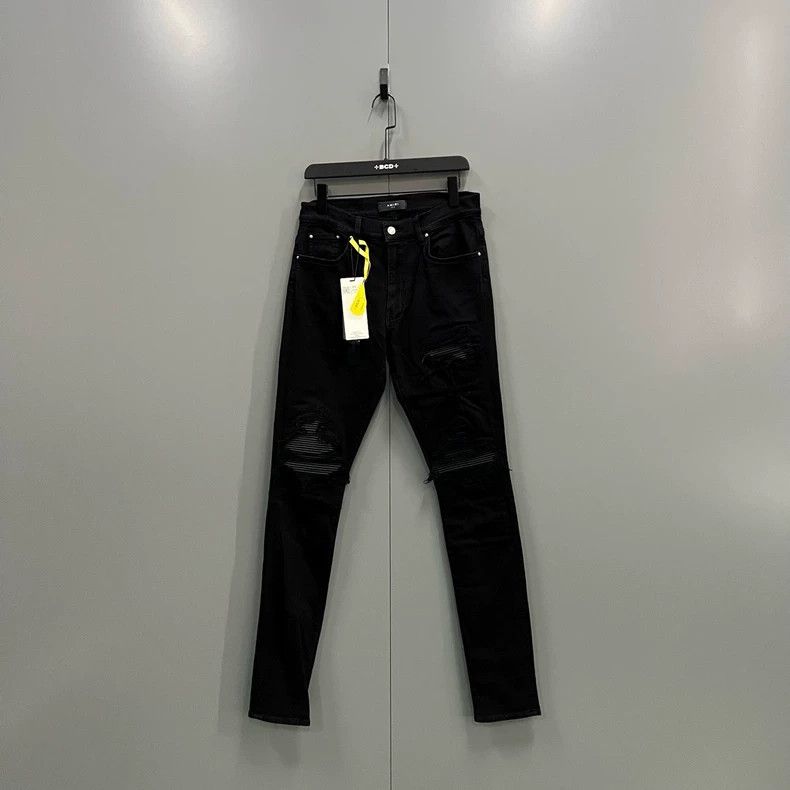 Amiri Amiri Black distressed slim fit denim pants Size US 32 / EU 48 - 1 Thumbnail