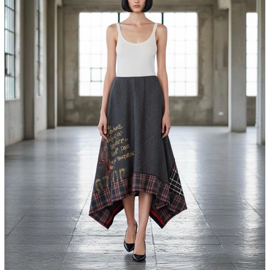 Cop Copine The Cop Copine Neutral Checkered Maxi Skirt Size 27" / US 4 / IT 40 - 1 Thumbnail
