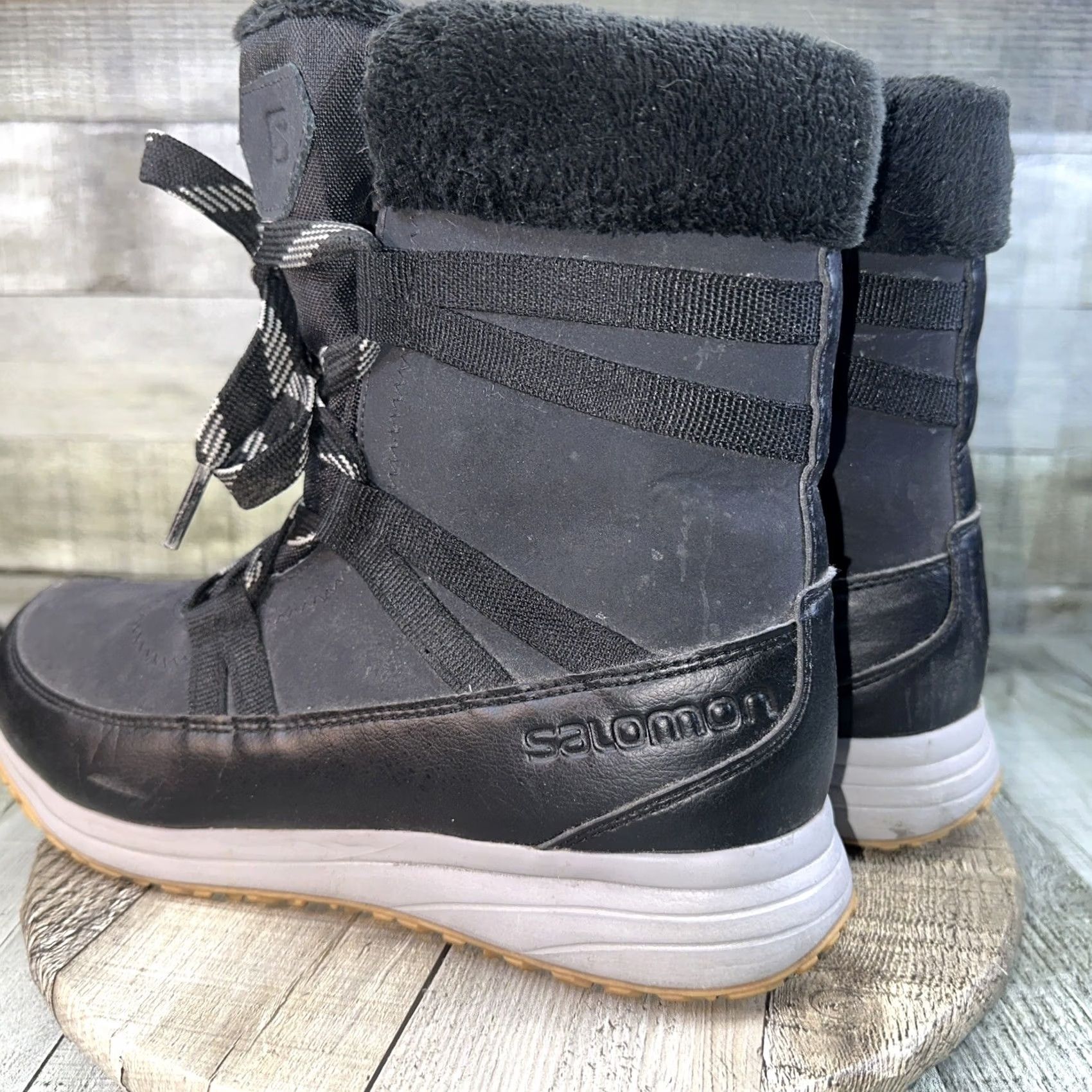 Salomon VINTAGE Women’s Salomon boots Black 9.5 Thinsulate Snow Boot Leather Women 9.5 US 9 1/2 EU Shoes Mens Girls not applicable Size US 10 / IT 40 - 4 Thumbnail
