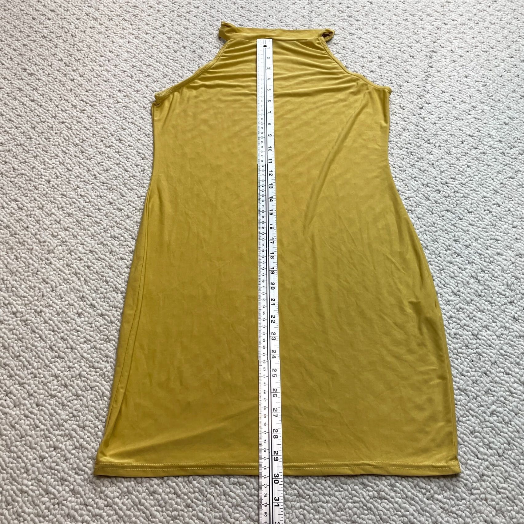 Boohoo VINTAGE Boohoo Night Bodycon Dress Womens 12 Yellow Sleeveless Stretch Knee Length Solid Dress Size XL / US 12-14 / IT 48-50 - 2 Thumbnail