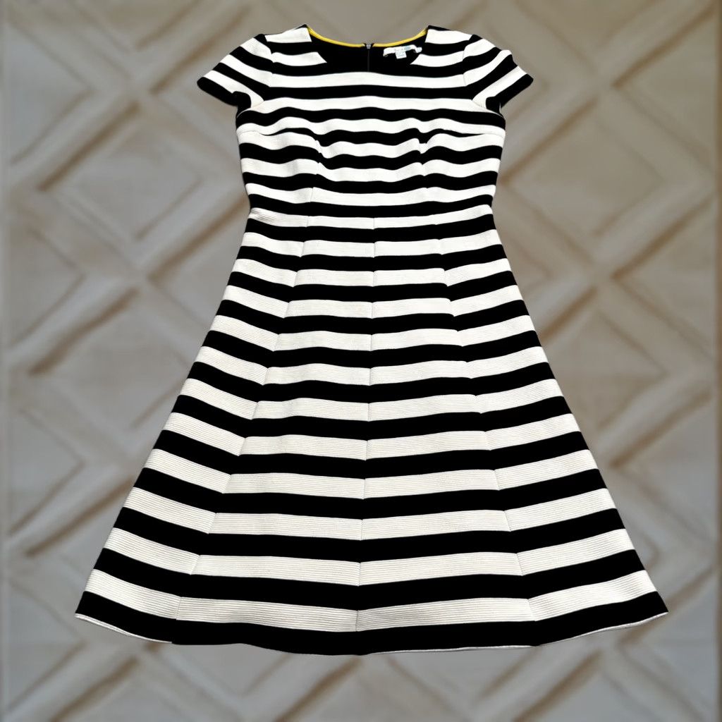 Boden Boden Striped A-Line Dress Womens 12 Multicolor Knit Midi Cap Sleeve Zipper Round Neck Short Sleeve Size XL / US 12-14 / IT 48-50 - 1 Thumbnail