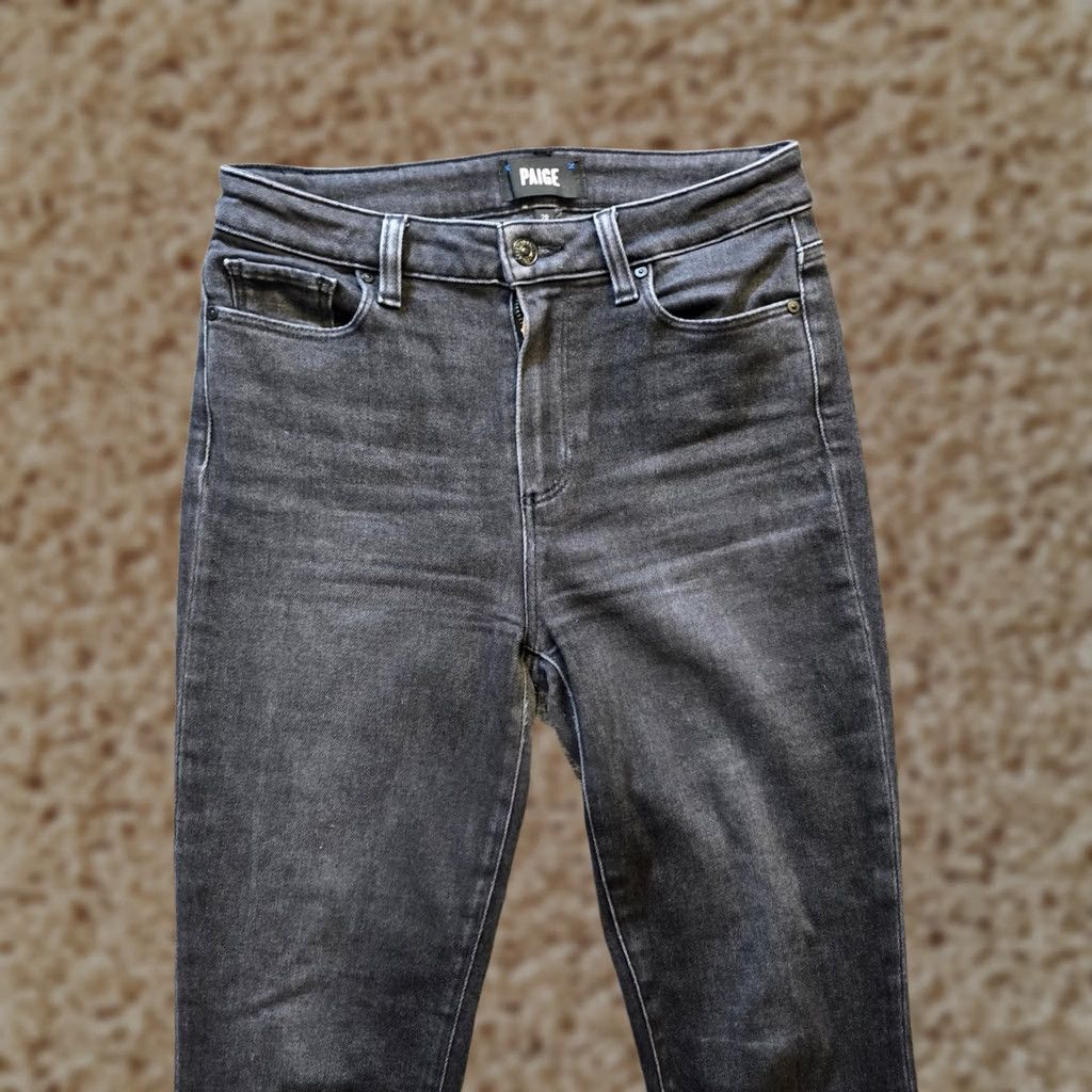 Paige Paige Jeans Women 28 Black Claudine Flare Bootcut Raw Hem Stretch Casual Capsule - Condition: No noted flaws, in nice preowned Size 28" / US 6 / IT 42 - 1 Thumbnail