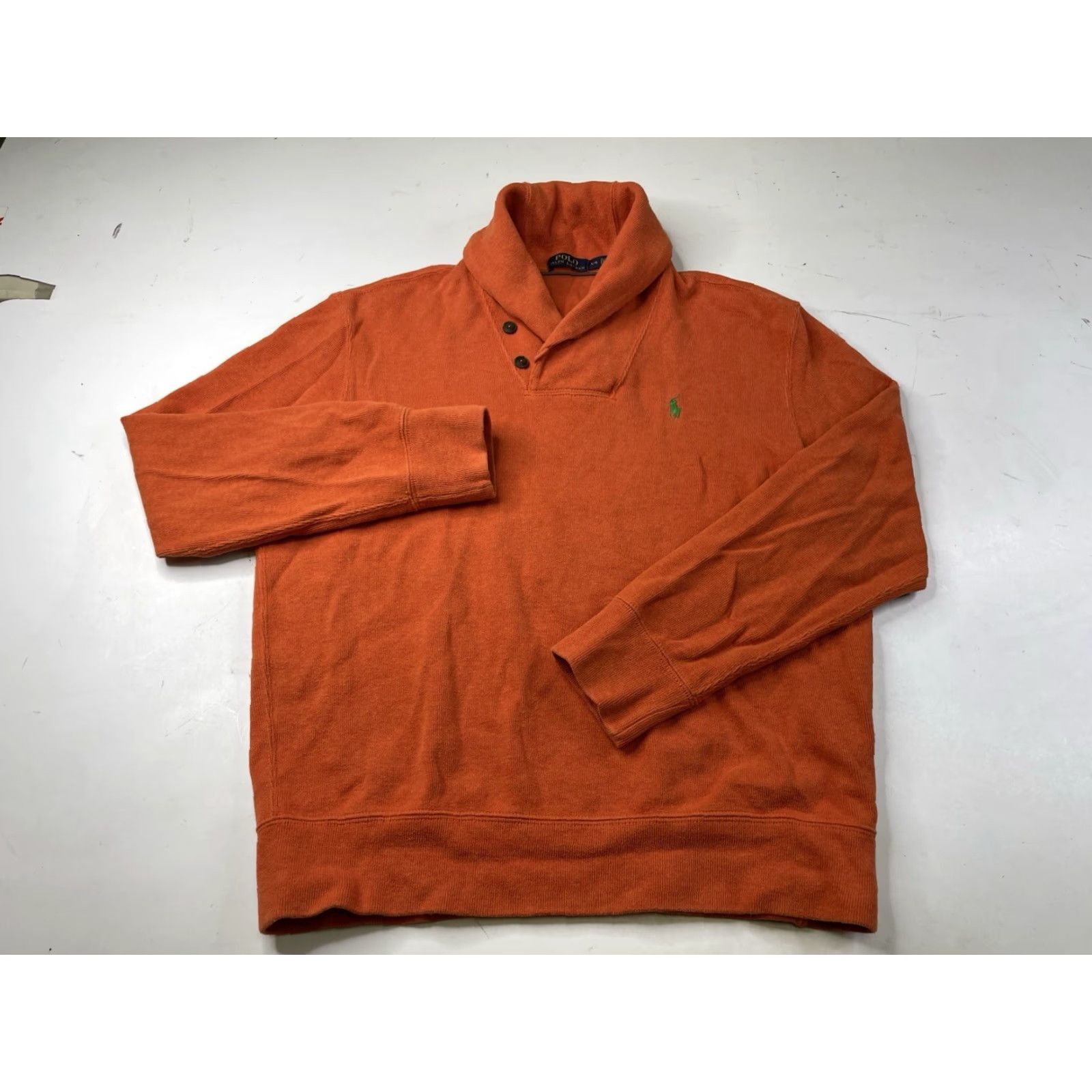 Polo Ralph Lauren Polo Ralph Lauren Pullover Sweatshirt Button Shawl Collar Orange Men's Large Sweater Size US L / EU 52-54 / 3 - 2 Thumbnail