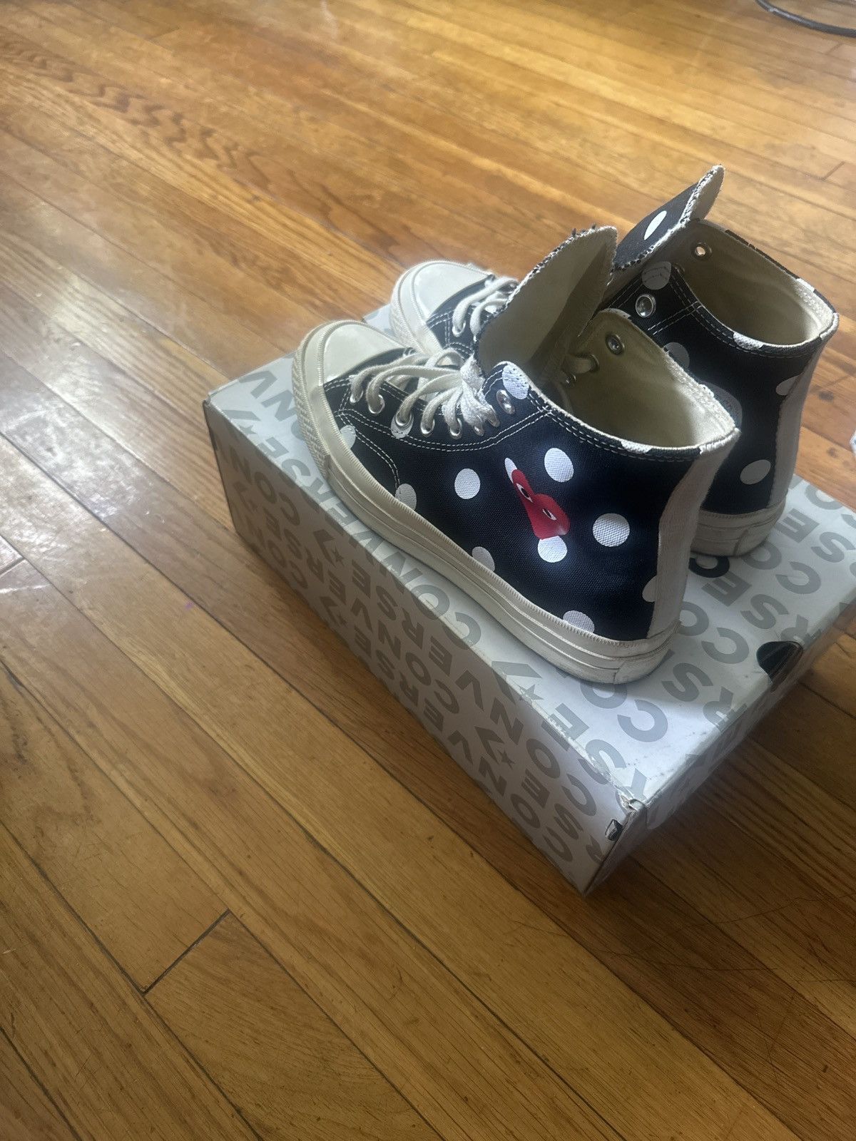 Comme des Garcons PLAY × Converse Black with white polka dot converse hi Size US 9 / IT 39 - 4 Thumbnail