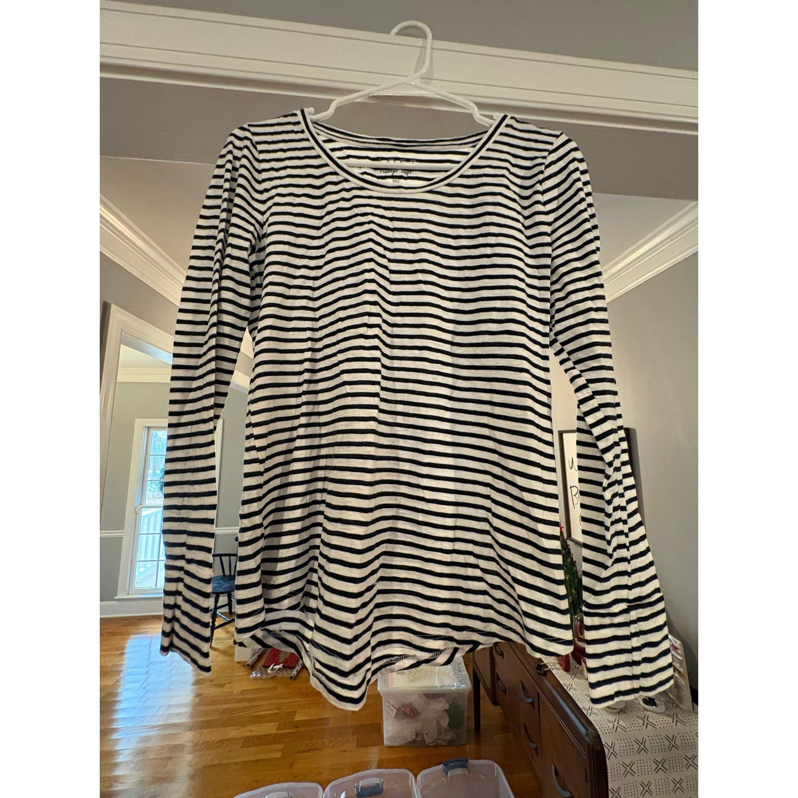 Loft LOFT Vintage Soft Black & White Long Sleeve Tee – Size Small Size S / US 4 / IT 40 - 4 Thumbnail
