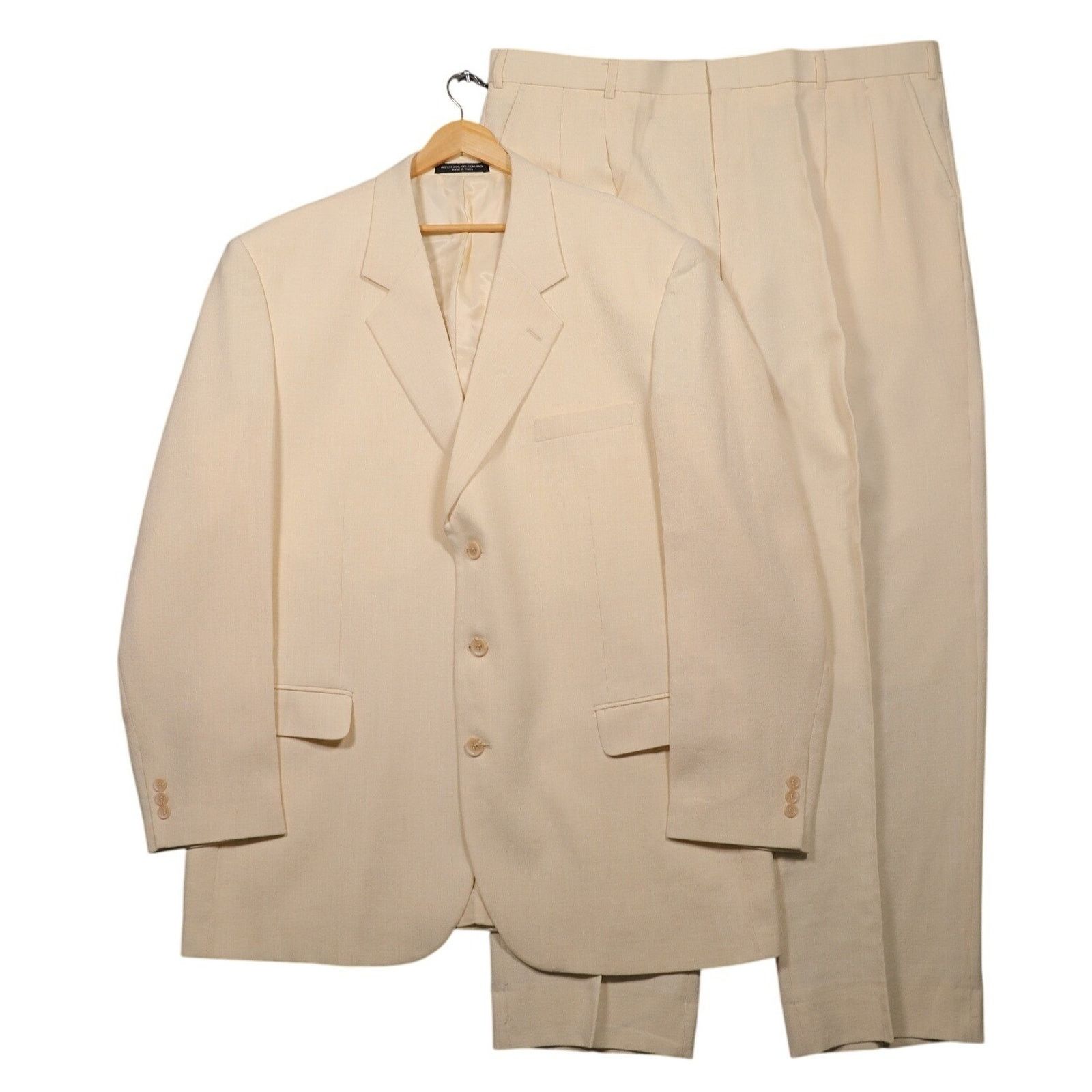 Other Midtown Man Suit Mens 48L Cream Beige 3-Button Blazer Size 48L - 1 Thumbnail