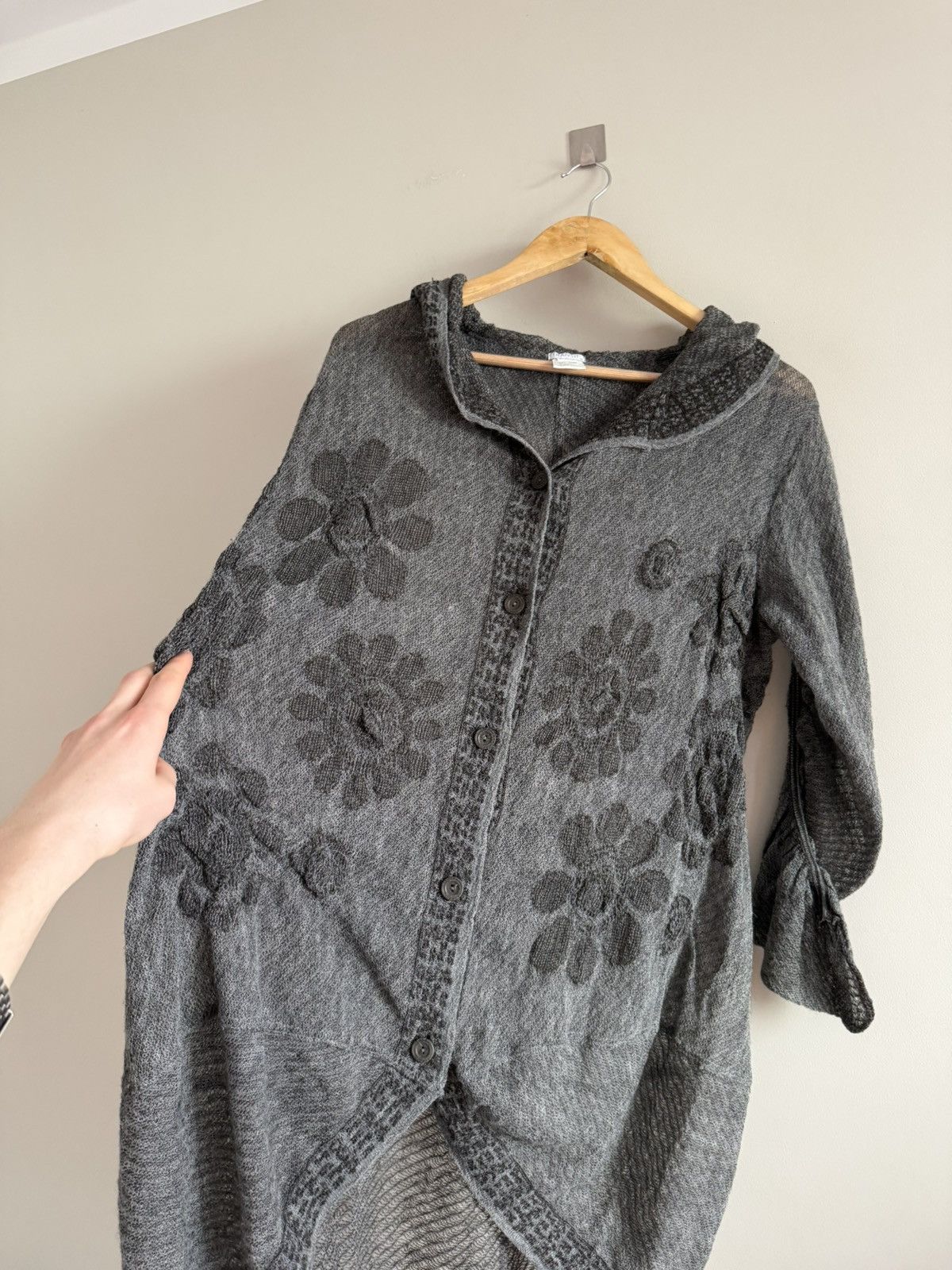 Transit Transit Alpaca Wool Cardigan Floral Knit Grey Size XL / US 12-14 / IT 48-50 - 3 Thumbnail