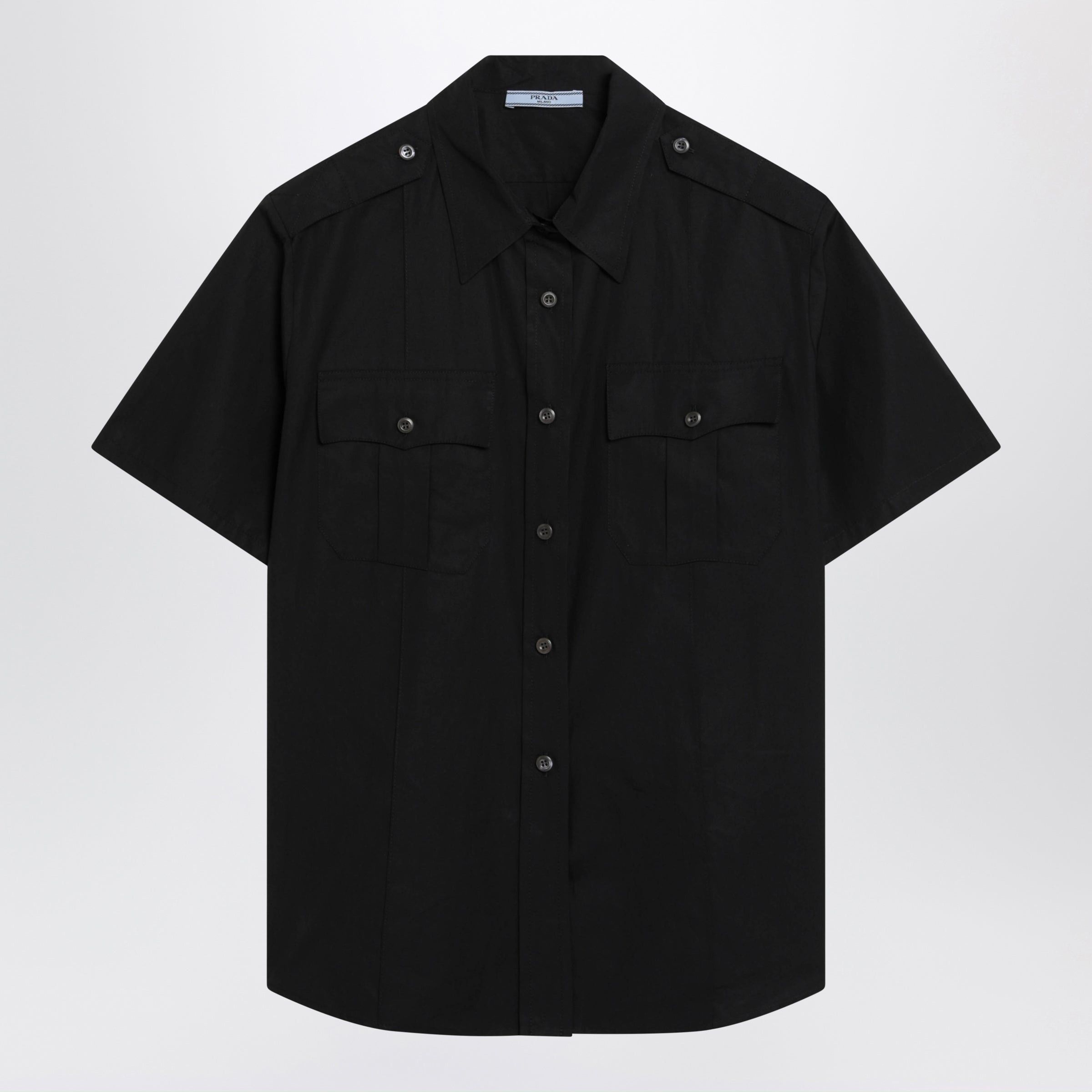 Prada Prada Black Poplin Short-Sleeve Shirt Size S / US 4 / IT 40 - 1 Thumbnail