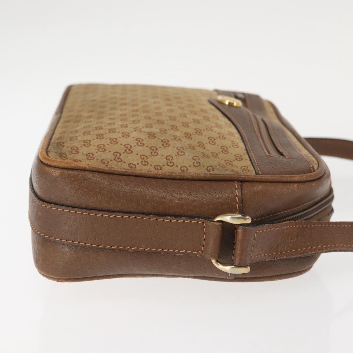 Gucci GUCCI Micro GG Canvas Shoulder Bag Suede Beige Gold Size ONE SIZE - 4 Thumbnail