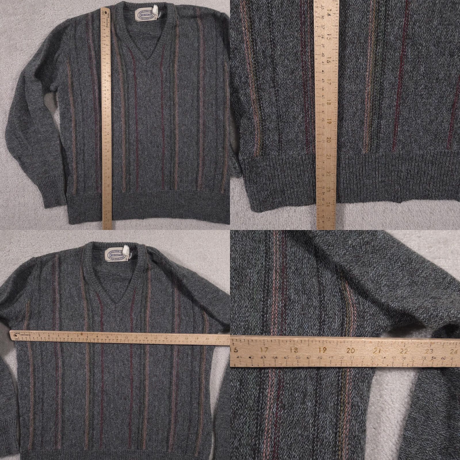 Vintage VINTAGE Heritage Sweater Mens Large Gray V-Neck Stripe Acrylic Wool Made USA 90s Mens Large Gray Stripe V-Neck Knit Pullover Size US L / EU 52-54 / 3 - 8 Thumbnail