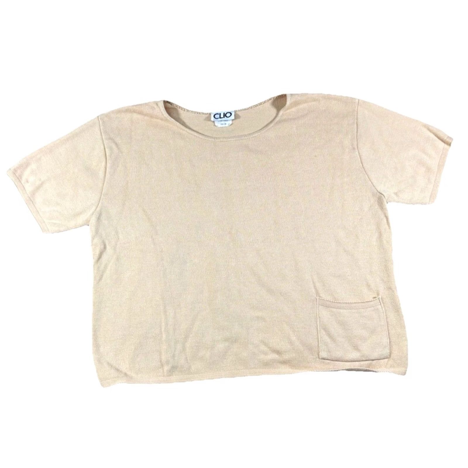 Vintage Vintage Clio Top Cotton Blend Yellow Short Sleeve Pocket Shirt • Large USA Made Size L / US 10 / IT 46 - 2 Thumbnail